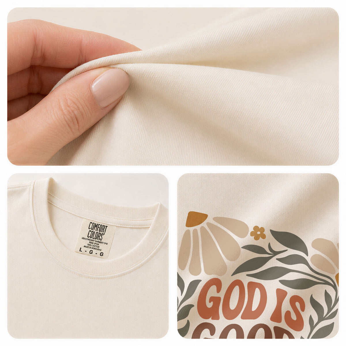 God Is Good All The Time Retro Floral Psalms 136 1 Christian T Shirt Apparel Women - Rust Field Wear