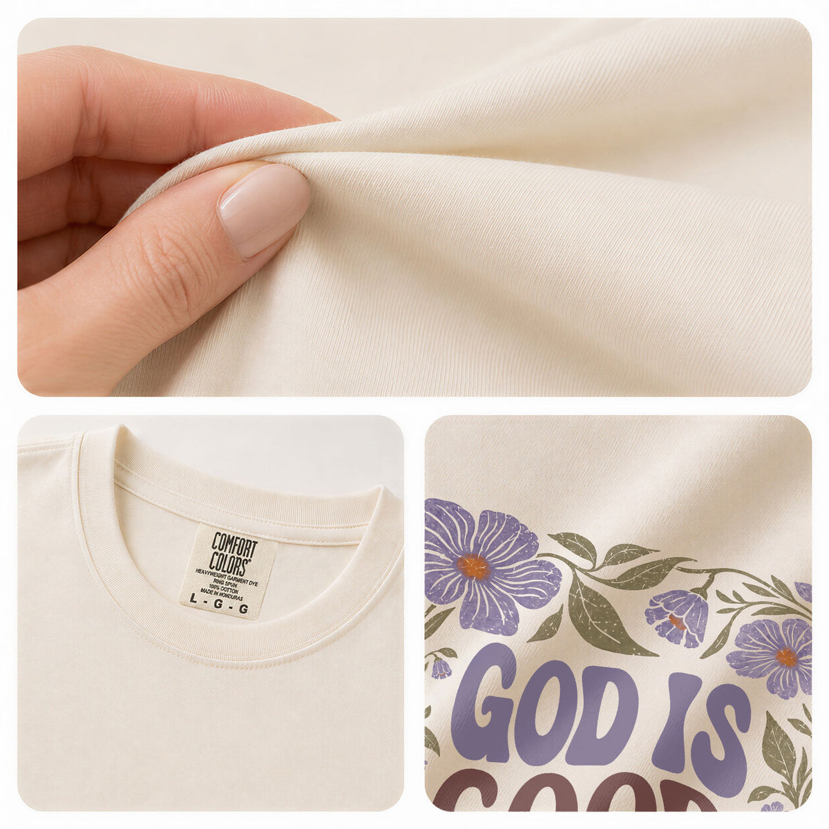 God Is Good All The Time Purple Floral Psalms 136 1 Christian T Shirt Apparel Women - Rust Field Wear