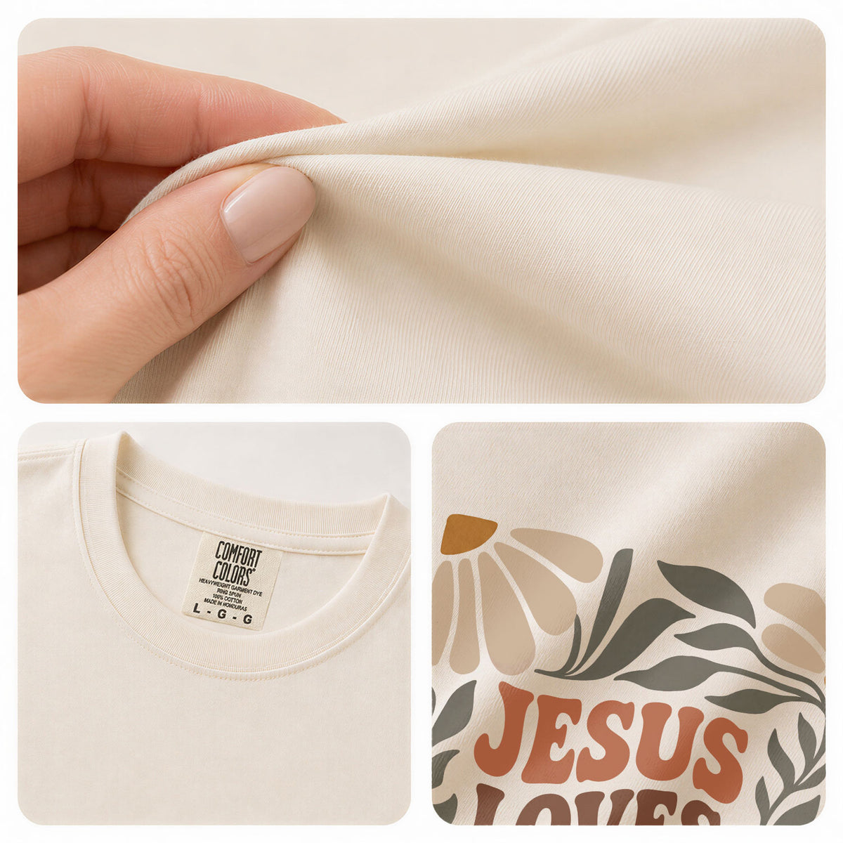 Jesus Loves You Retro Botanical Earth Tone 1 John 4 19 Christian T Shirt Apparel Women - Rust Field Wear