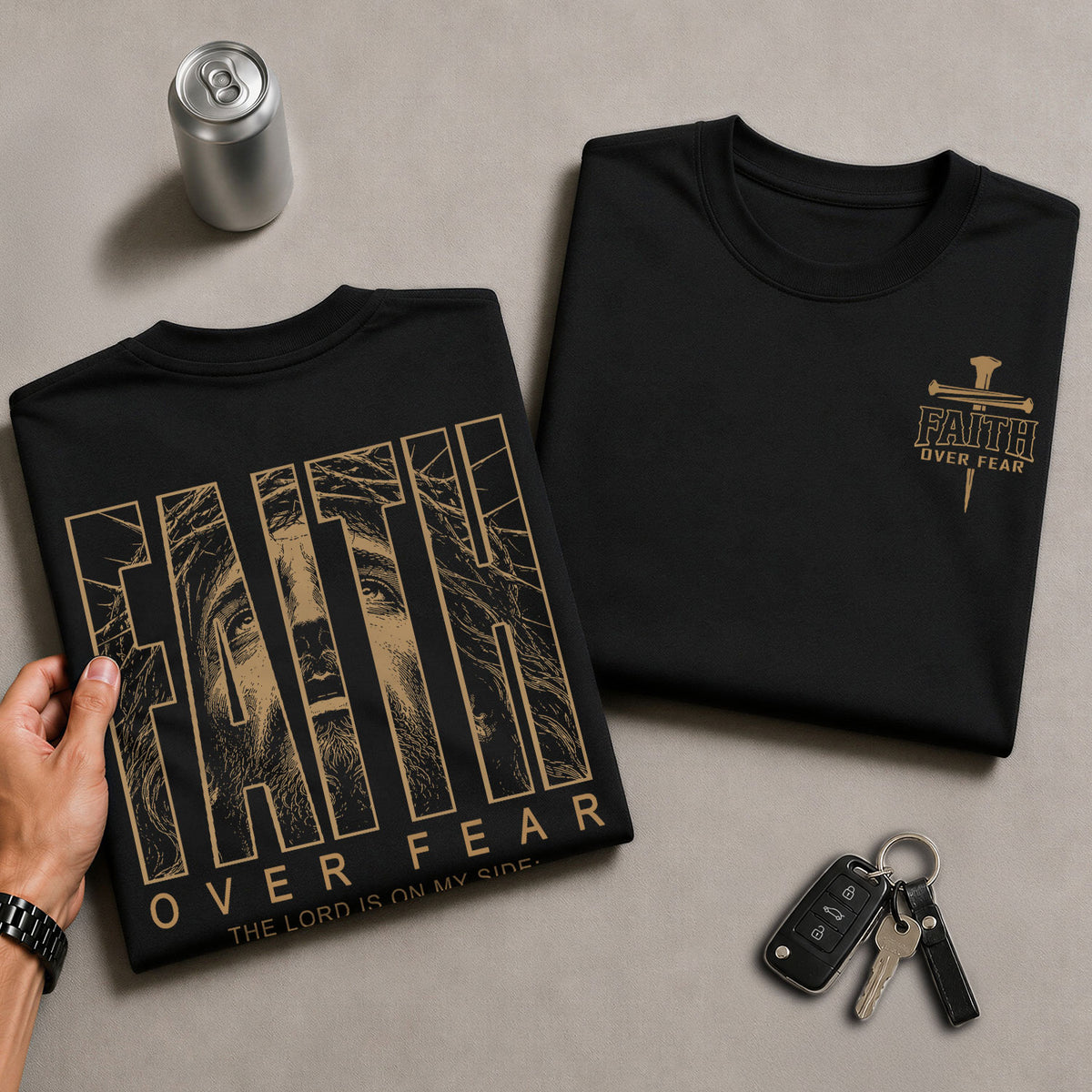 Faith Over Fear Psalms 118 6 Portrait Graphic Christian T Shirt Apparel Men Clothing - Rust Field Wear