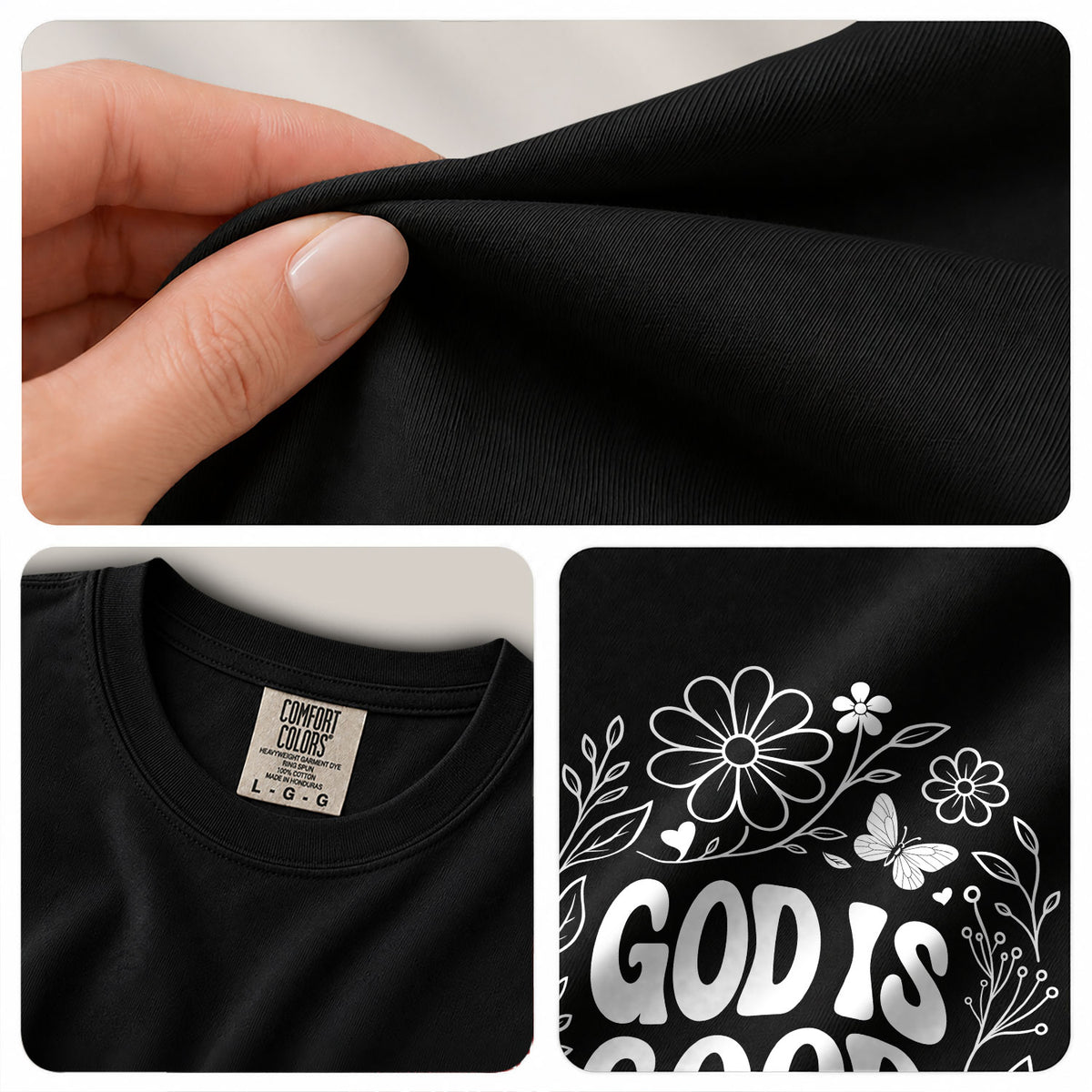 God Is Good All The Time Butterfly Floral Psalms 136 1 Christian T Shirt Apparel Women - Rust Field Wear