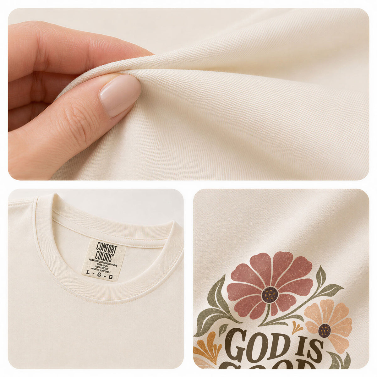 God Is Good All The Time Vintage Floral Psalms 136 1 Christian T Shirt Apparel Women - Rust Field Wear