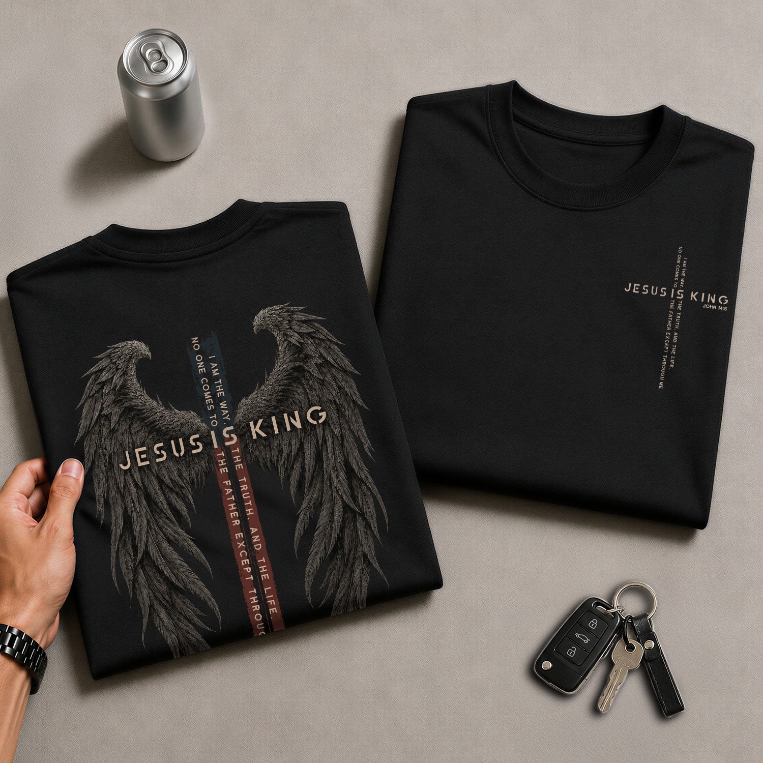 Jesus Is King T Shirt Christian Angel Wings Cross John 14 6 Religious Tee Apparel - Rust Field Wear