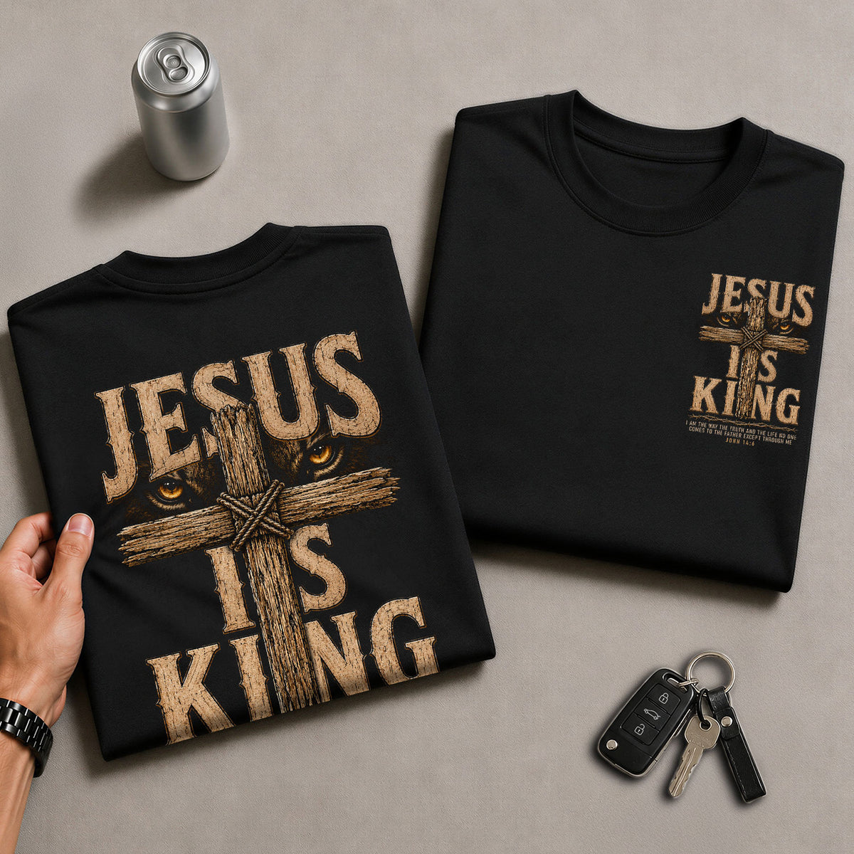 Jesus Is King T Shirt Christian Cross John 14 6 Bible Verse Religious Graphic Tee Apparel - Rust Field Wear