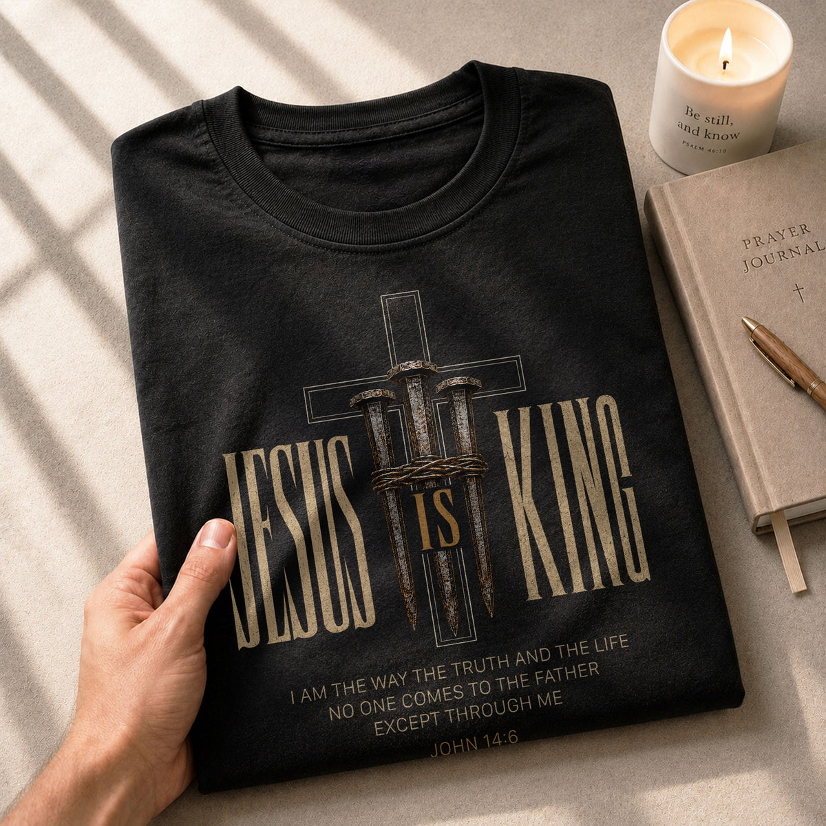 Jesus Is King T Shirt Christian Cross Nails John 14 6 Bible Verse Religious Apparel Tee - Rust Field Wear