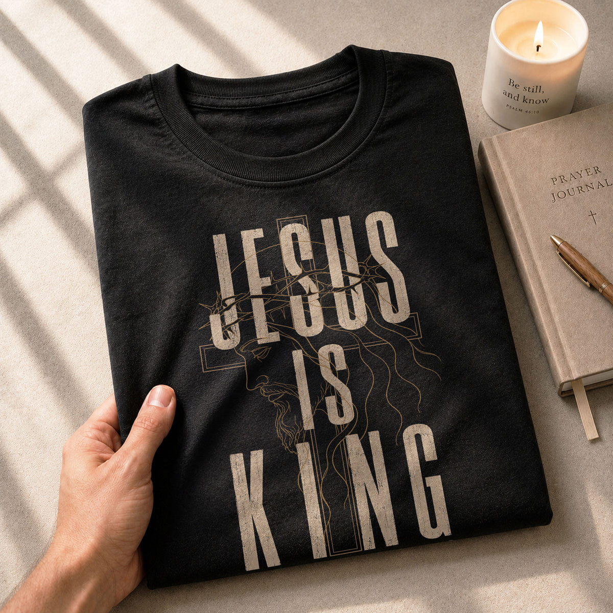 Jesus Is King T Shirt Christian Cross Crown Of Thorns John 14 6 Religious Faith Tee - Rust Field Wear