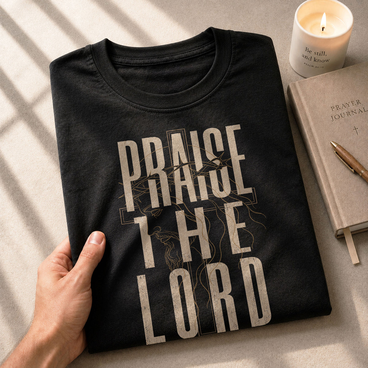 Praise The Lord Psalm 150 6 Jesus Portrait Graphic Christian T Shirt Apparel Men - Rust Field Wear