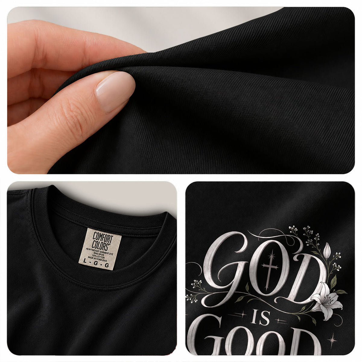 God Is Good Shirt Floral Lily Cross Christian Women Faith Quote Elegant Graphic Tee - Rust Field Wear
