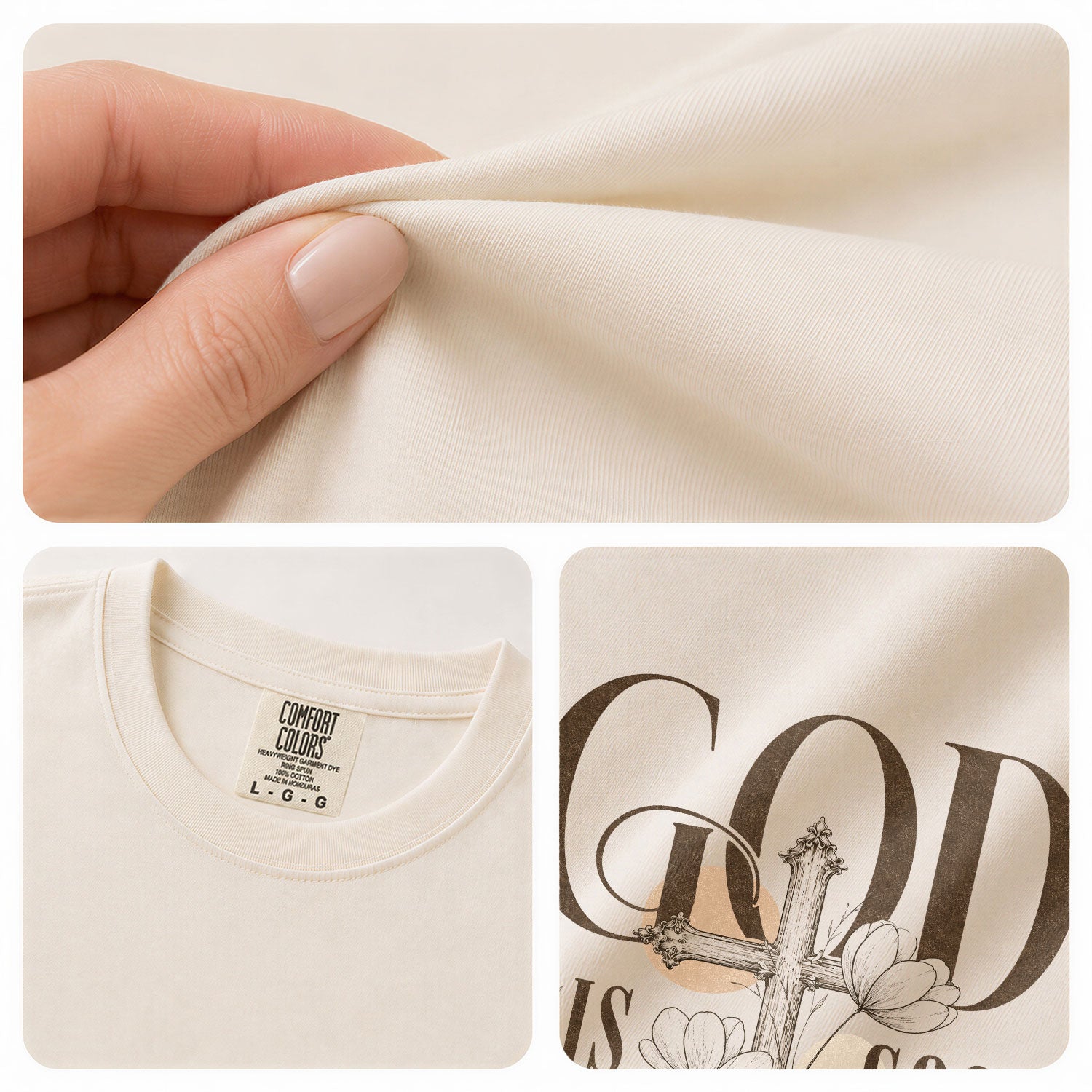 God Is Good Shirt Women Floral Cross Christian T-Shirt Faith Psalms 136 Scripture Tee - Rust Field Wear