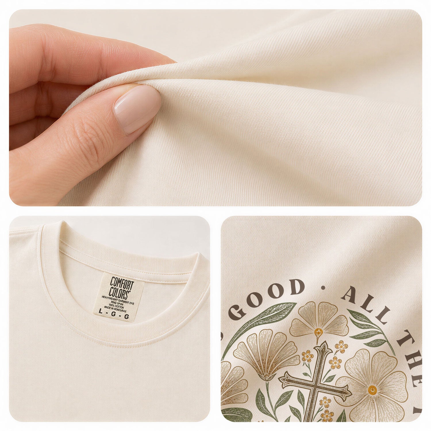 God Is Good Shirt Women Christian T-Shirt Floral Cross Faith Psalms Scripture Graphic Tee - Rust Field Wear
