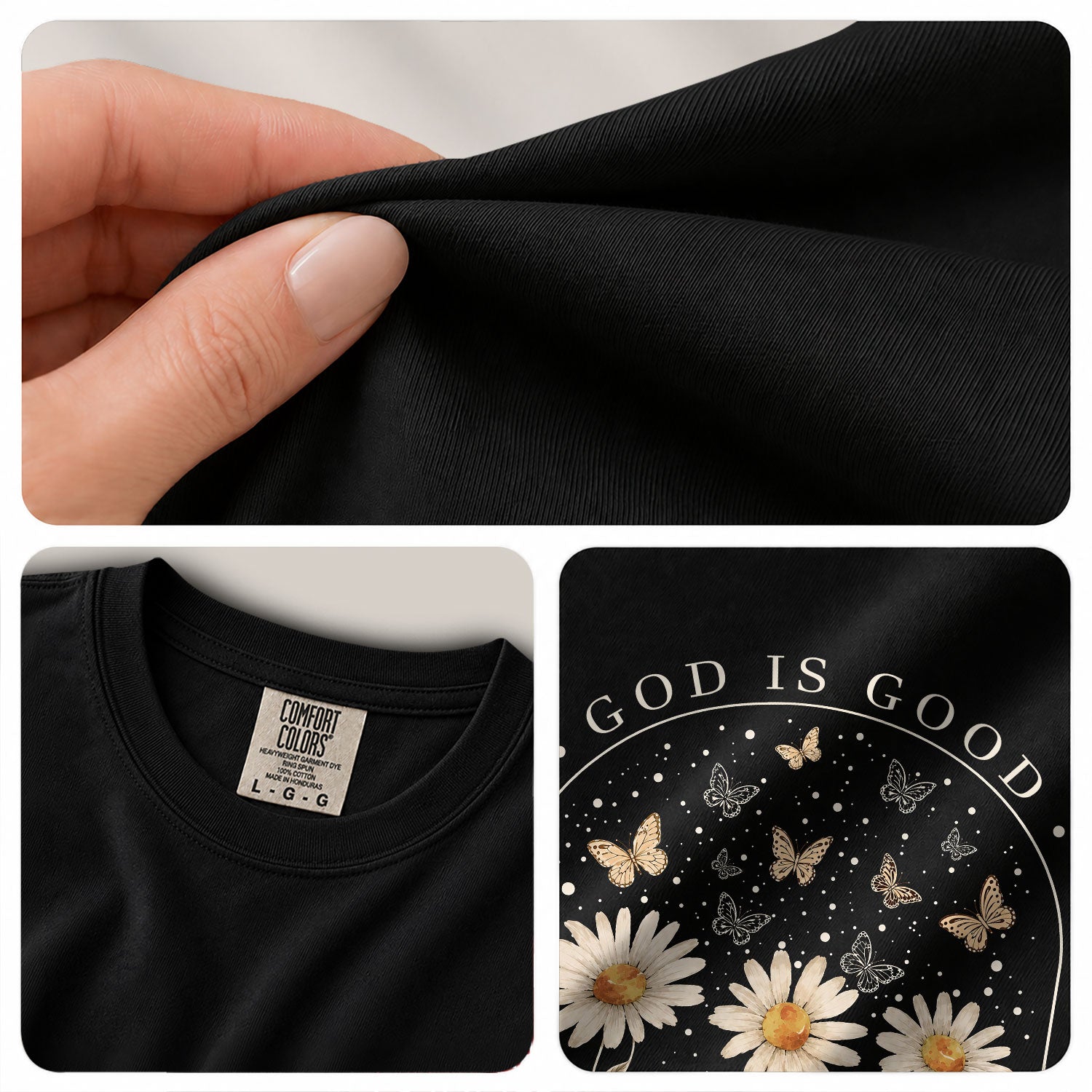 God Is Good Shirt Women Butterfly Daisy Christian T-Shirt Faith Psalms 136 Scripture Tee - Rust Field Wear