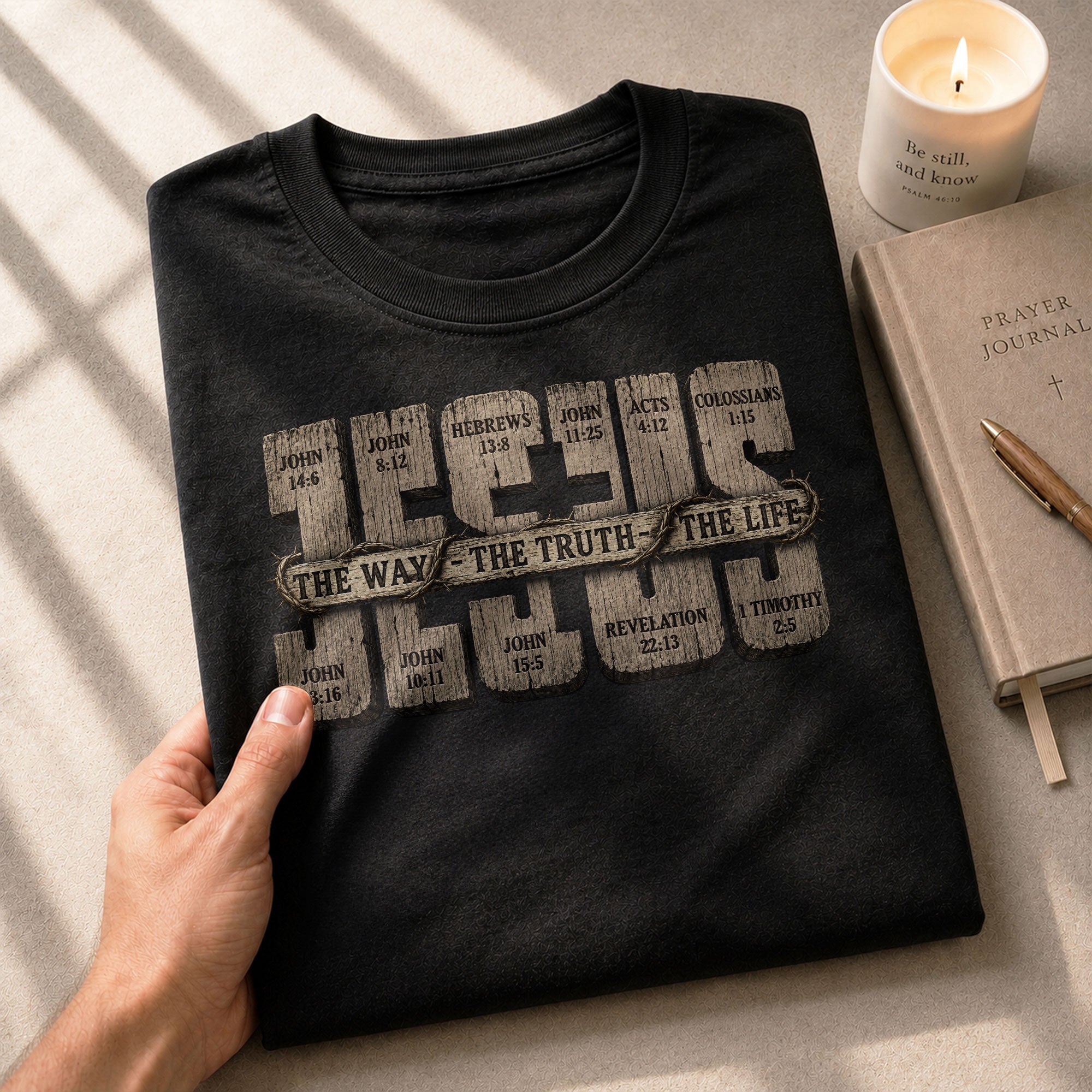 Jesus Shirt Men Christian T-Shirt The Way The Truth The Life Bible Verse Faith Graphic Tee
