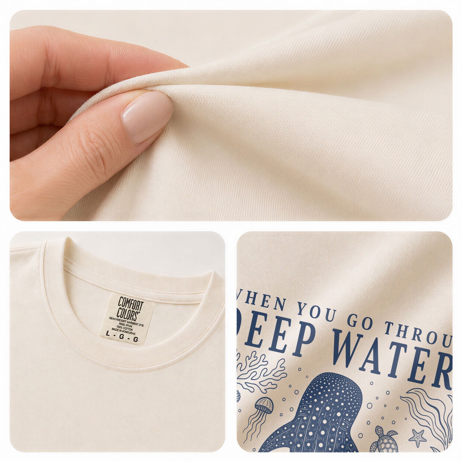 When You Go Through Deep Waters Whale Isaiah 43 2 Christian Graphic Tee Shirt Women - Rust Field Wear