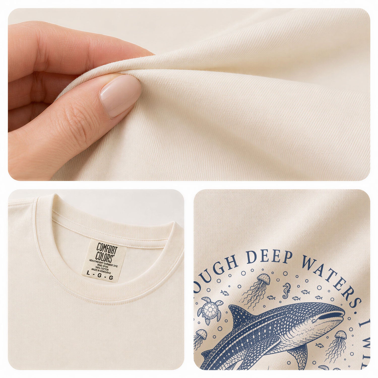When You Go Through Deep Waters Whale Cross Christian Graphic Tee Shirt For Women - Rust Field Wear