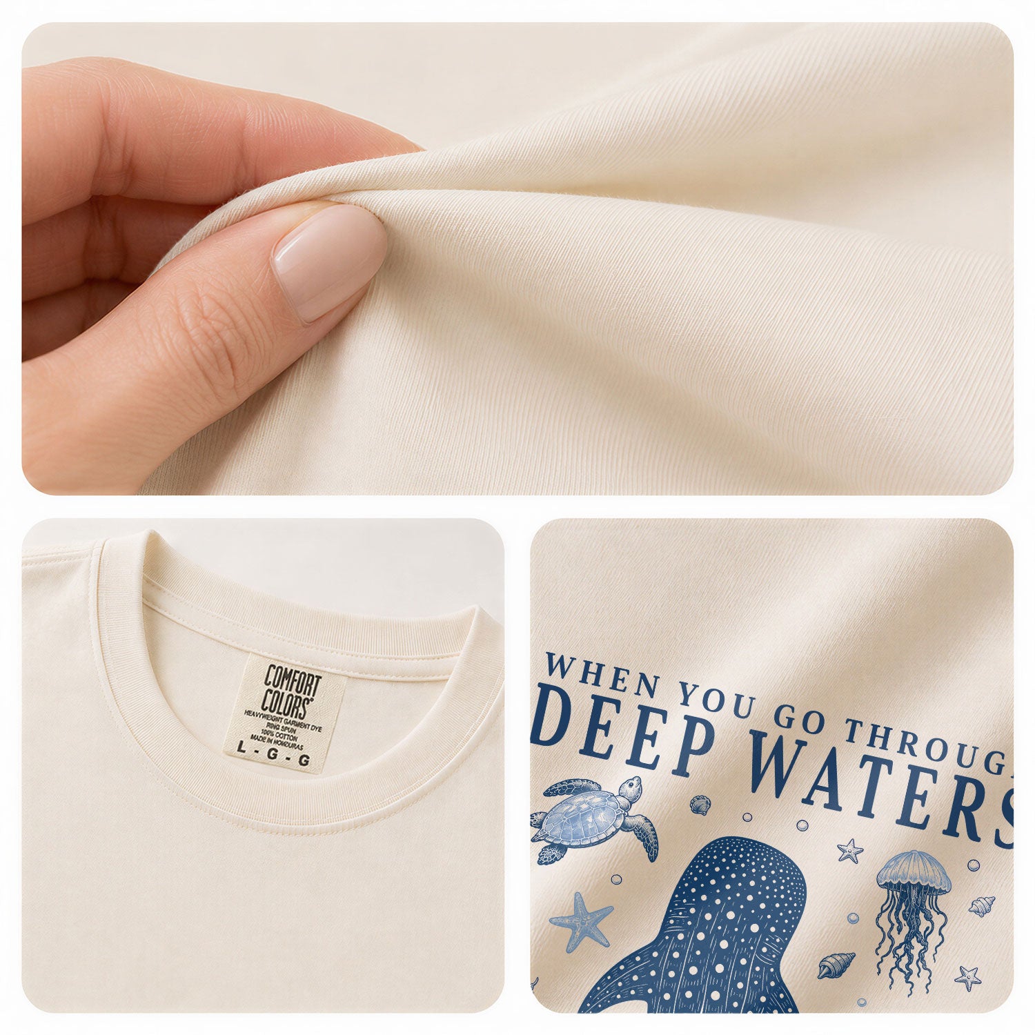 When You Go Through Deep Waters Whale Isaiah 43 2 Christian Graphic Tee Shirt For Women - Rust Field Wear