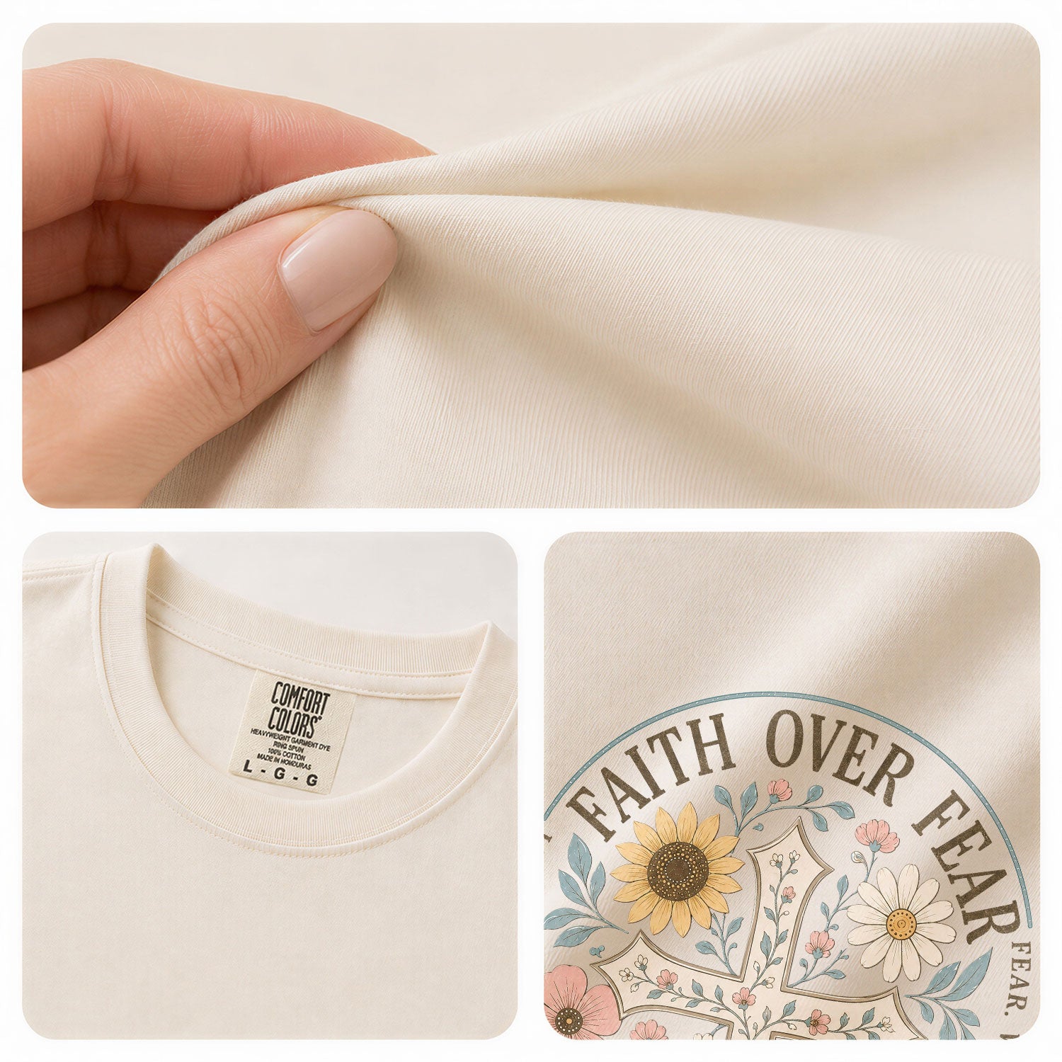 Christian T-Shirt Women Floral Cross Graphic Tee Faith Over Fear Bible Verse Tops Sunflower