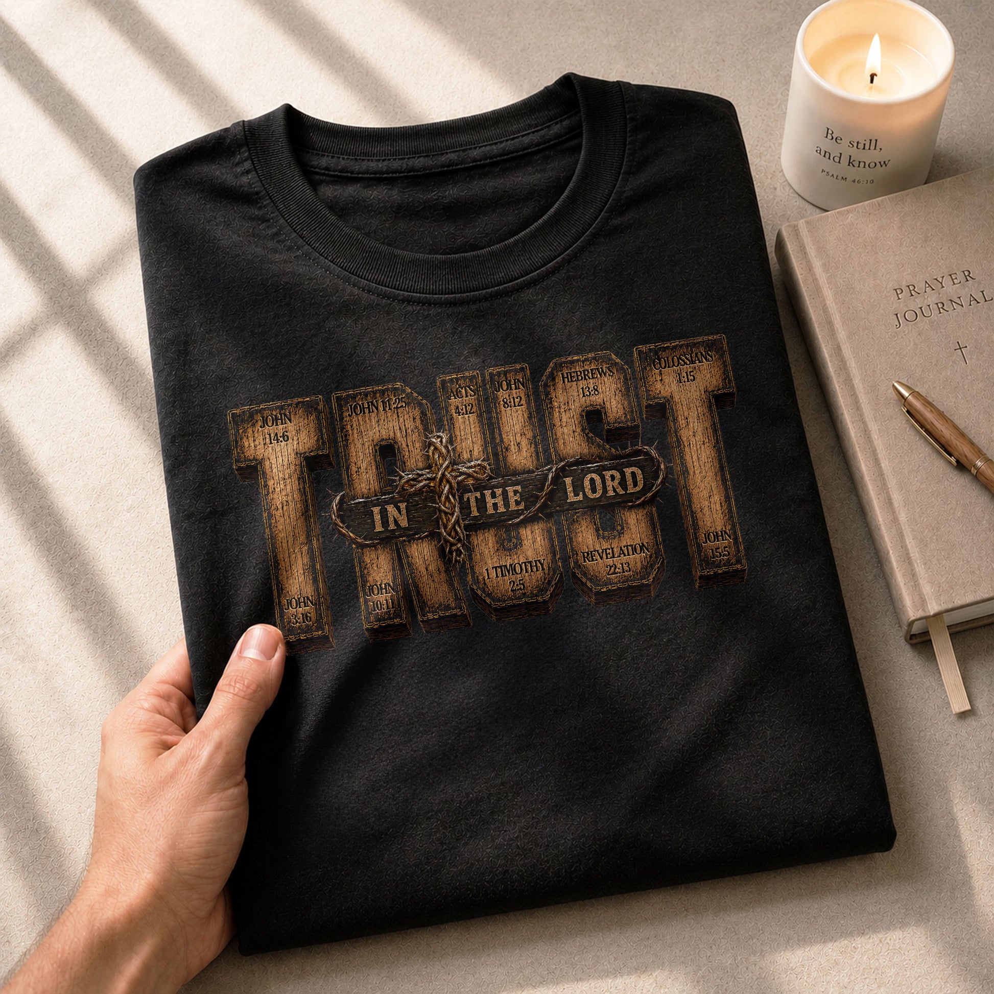 Trust In The Lord Shirt Mens Christian Bible Verse T-Shirt Scripture Graphic Tee - Rust Field Wear