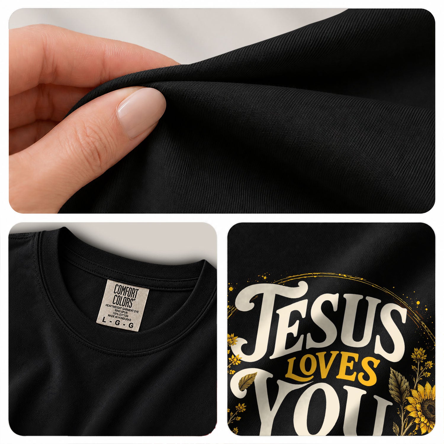 Jesus Loves You T-Shirt Christian Women Faith Shirt Sunflower Yellow Floral Graphic - Rust Field Wear
