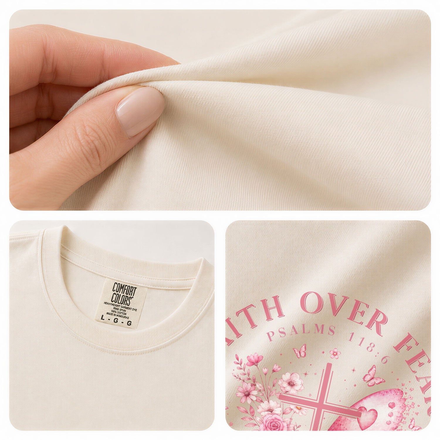 Faith Over Fear Psalms 118:6 Butterfly Cross Christian Graphic Tee For Women Apparel - Rust Field Wear