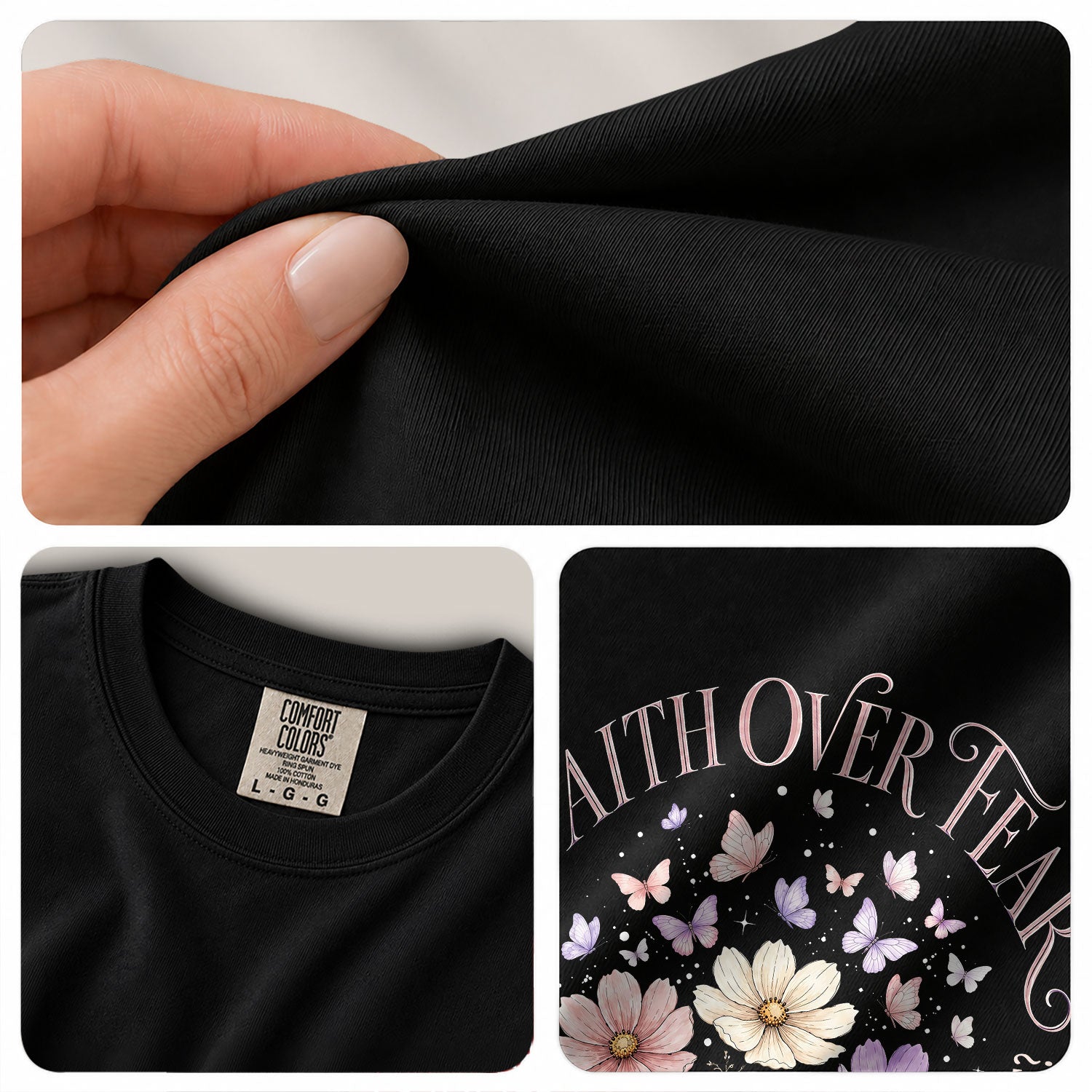 Faith Over Fear Psalms 118:6 Floral Cross Christian Graphic Tee For Women Apparel - Rust Field Wear