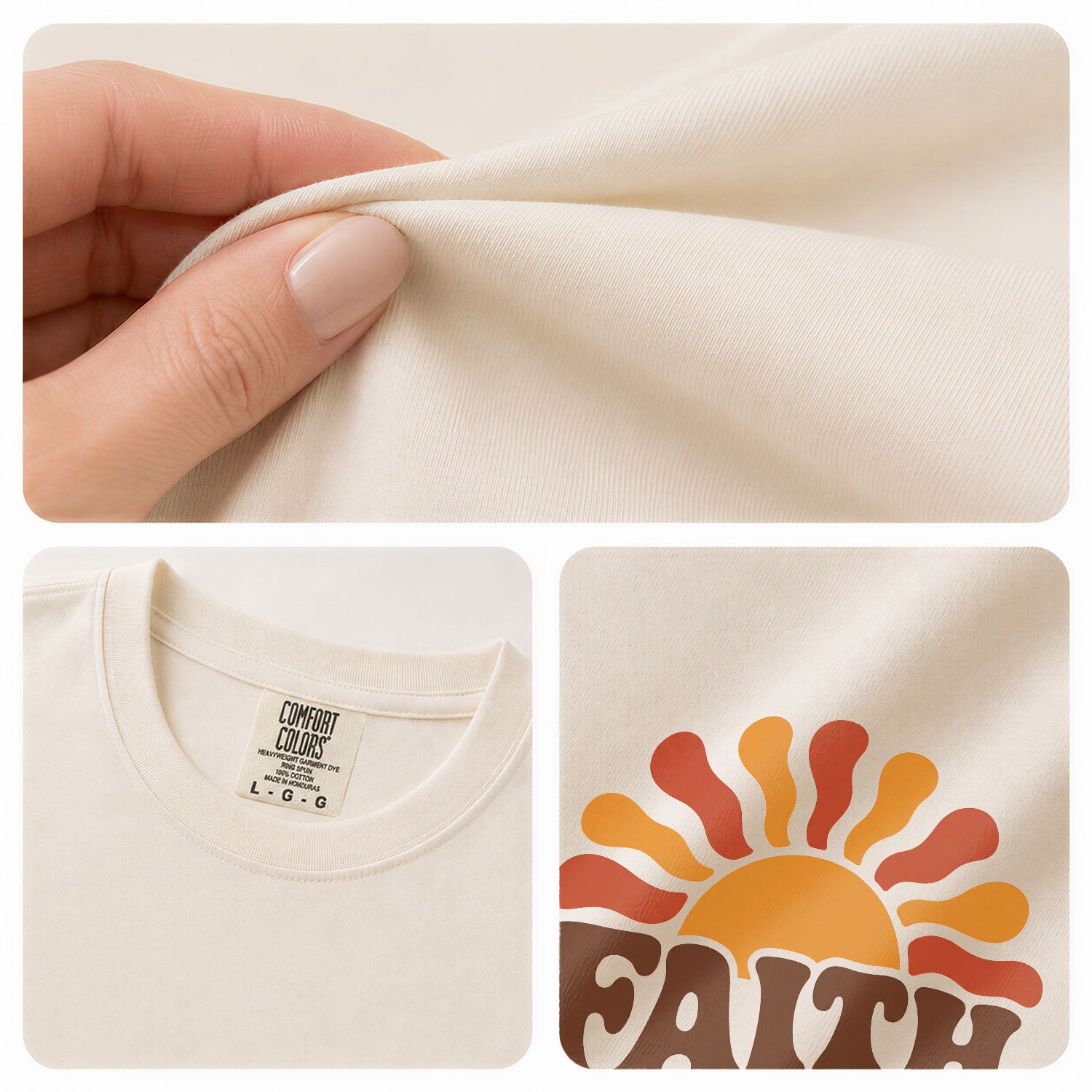 Faith Hope Love Retro Sun Floral Christian Graphic Tee Shirt For Women Everyday Wear - Rust Field Wear