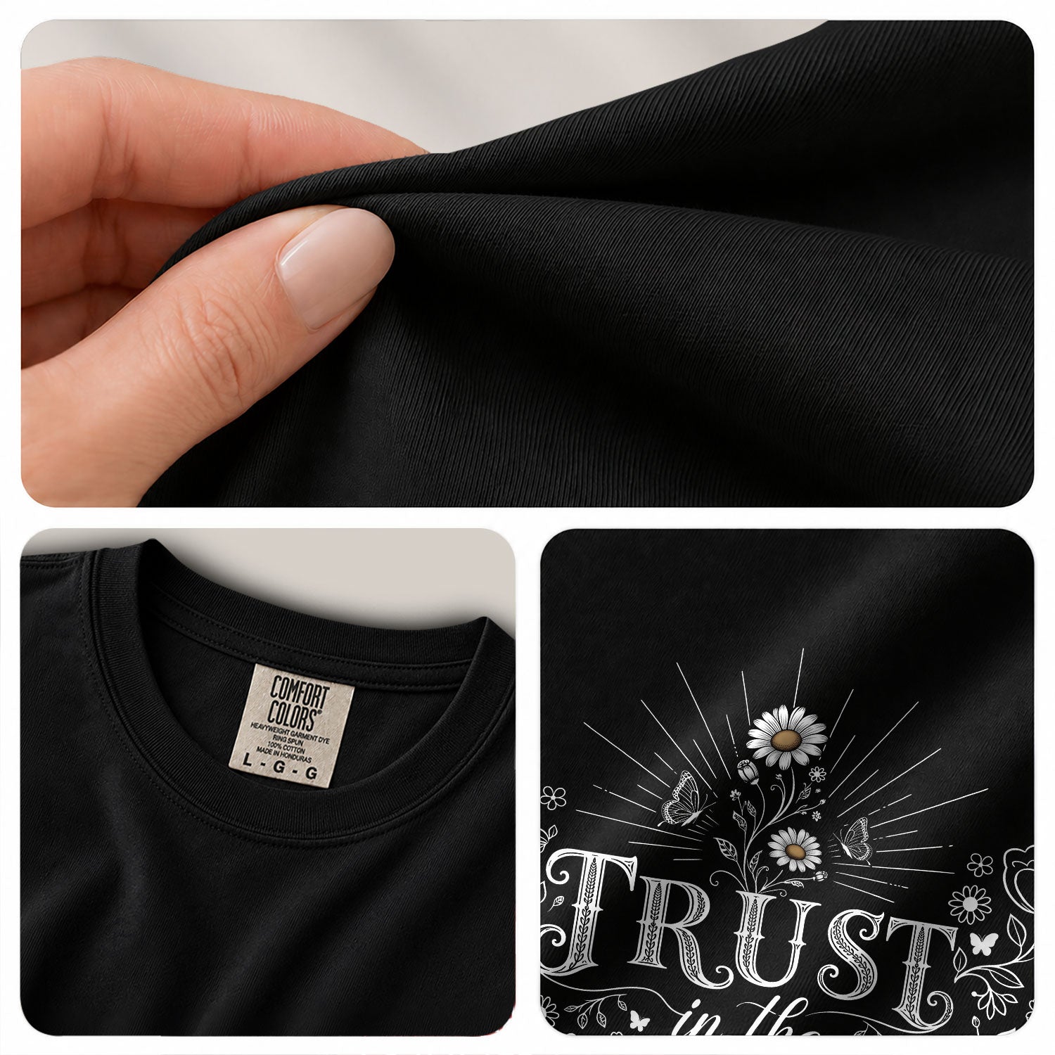 Trust In The Lord Butterfly Floral Christian Graphic Tee Shirt For Women Apparel - Rust Field Wear