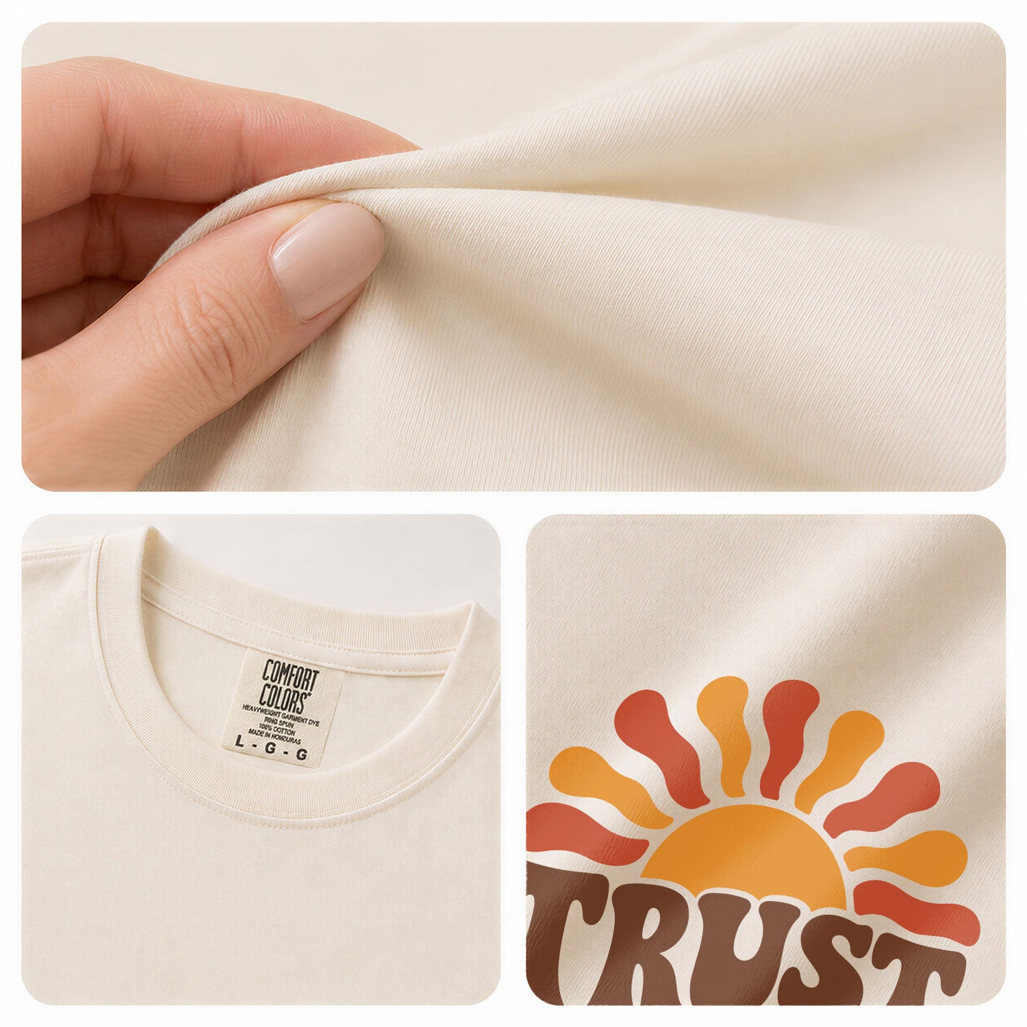 Trust In The Lord Retro Sun Floral Christian Graphic Tee Shirt For Women Apparel - Rust Field Wear