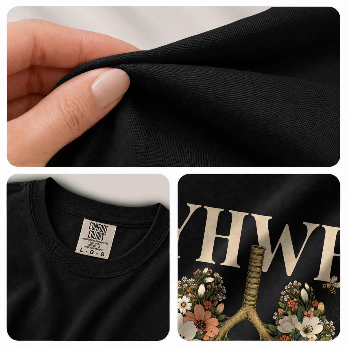 Holy Christian YHWH Floral Lungs Aesthetic Women Graphic Tee Shirt Vintage Cotton - Rust Field Wear