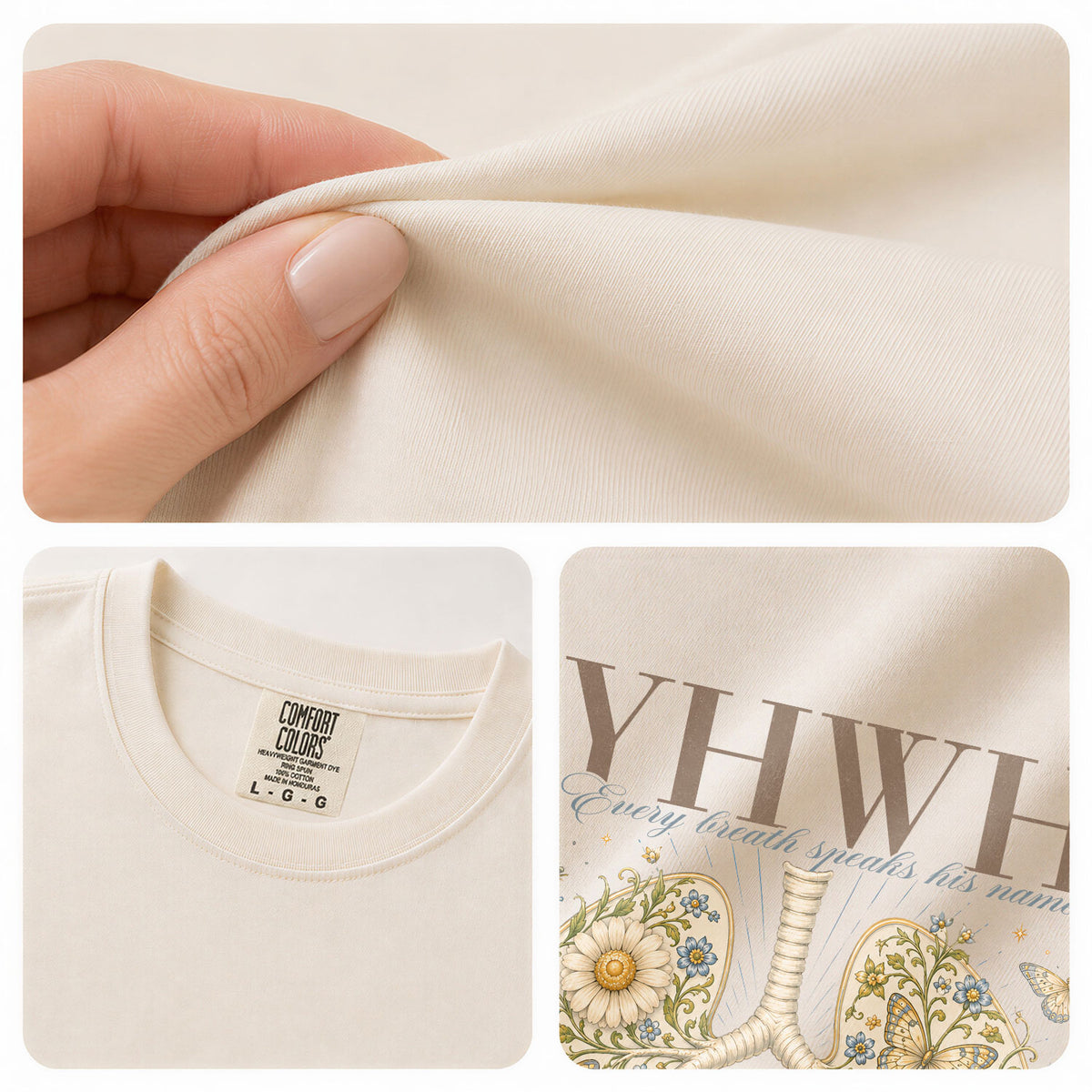 Faithful Christian YHWH Lungs Floral Aesthetic Women Graphic Tee Shirt Vintage Cotton - Rust Field Wear