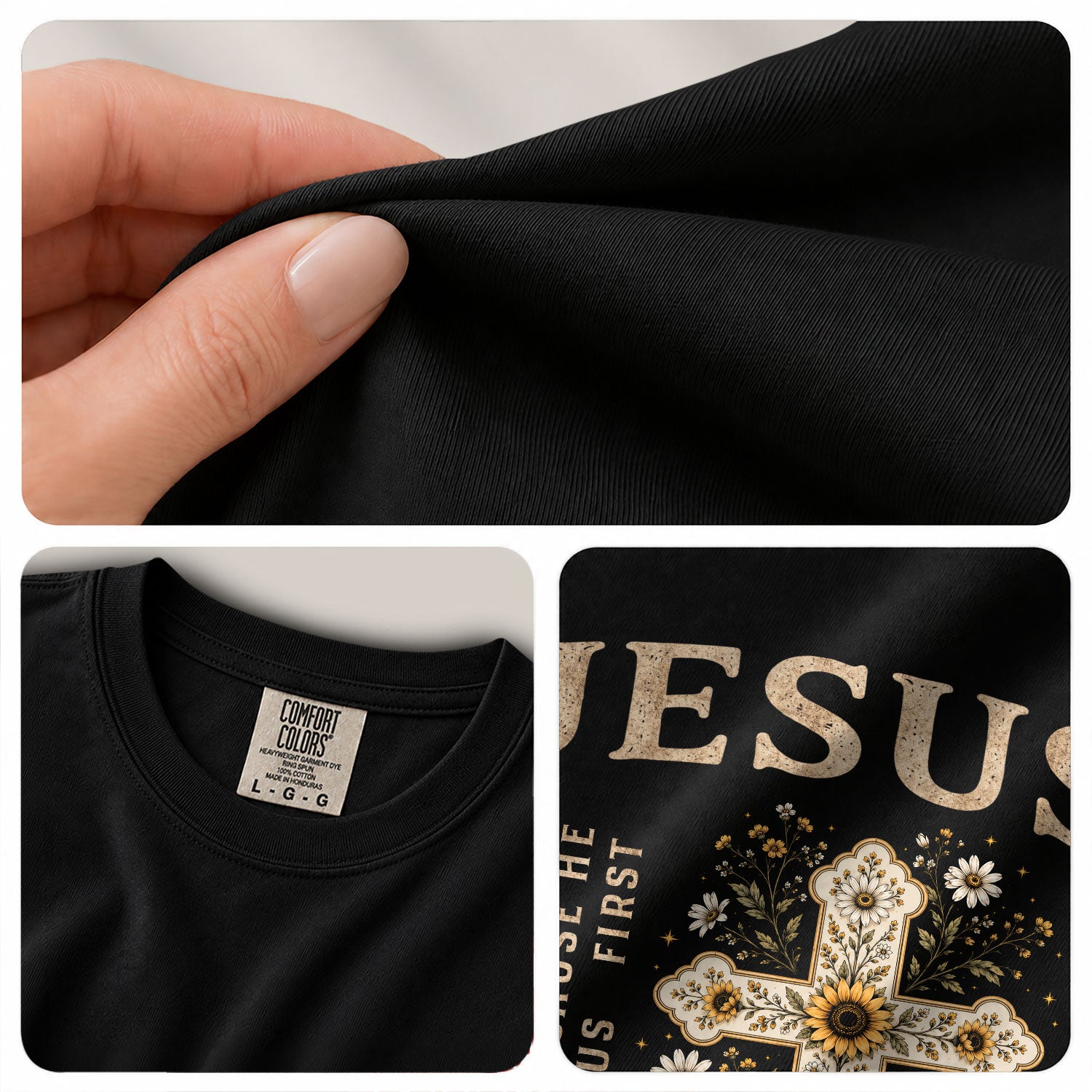 Jesus Loves You Floral Cross 1 John 4:19 Christian Graphic Tee For Women Apparel
