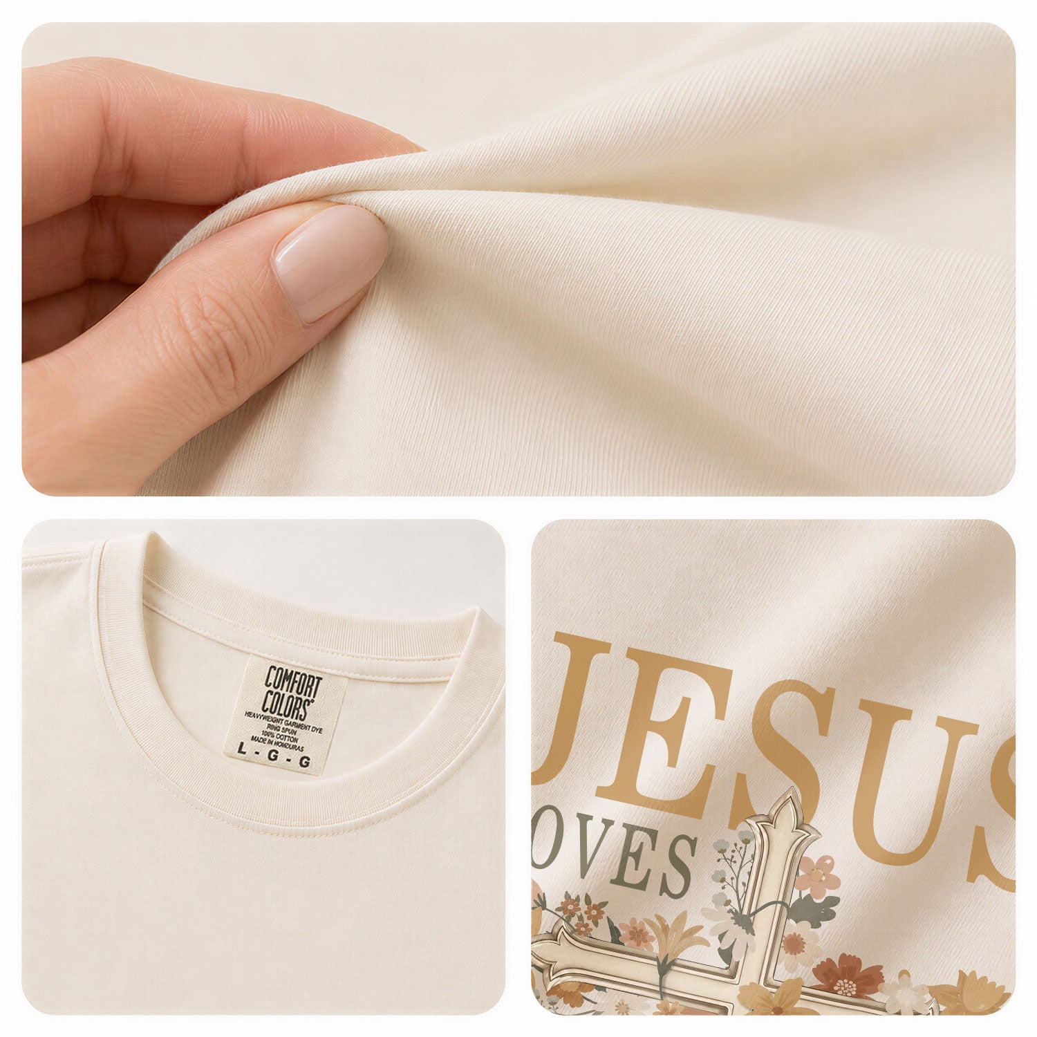 Jesus Loves You Pink Floral Cross 1 John 4:19 Christian Graphic Tee For Women Apparel