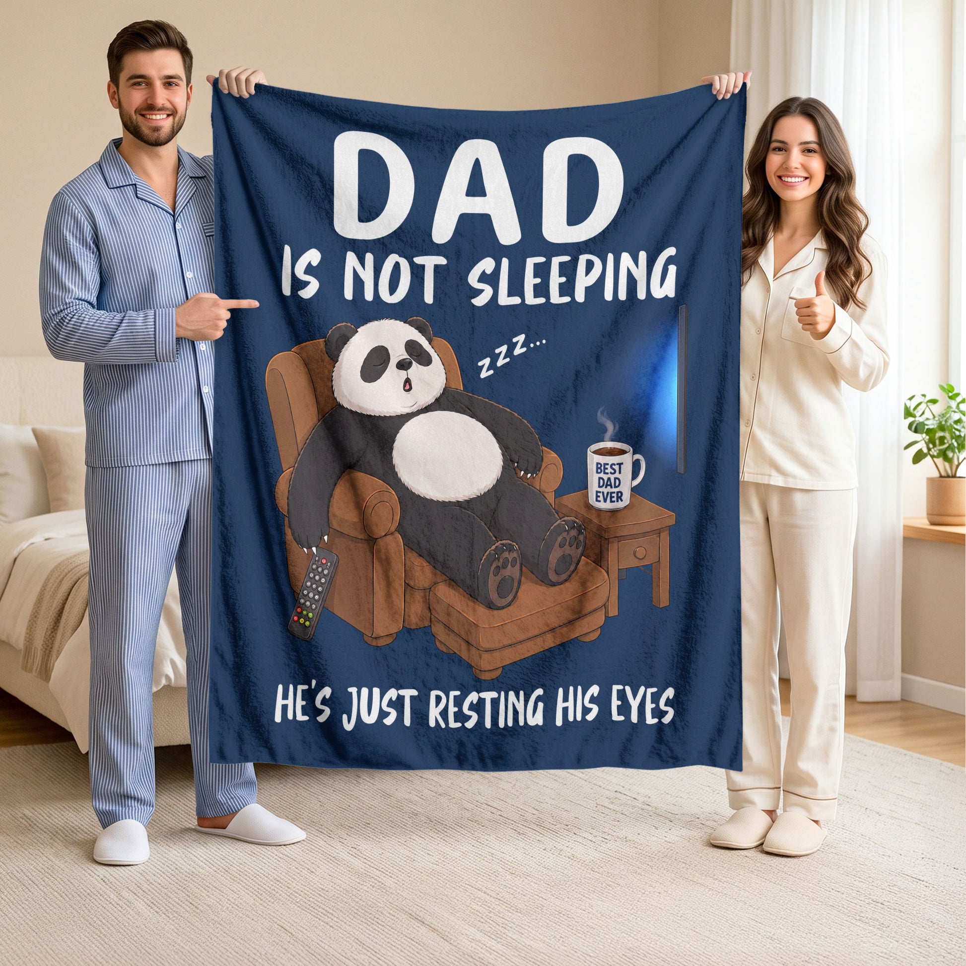 Dad Is Not Sleeping Panda Funny Gift Throw Blanket For Father Day Home Decor Apparel - Rust Field Wear