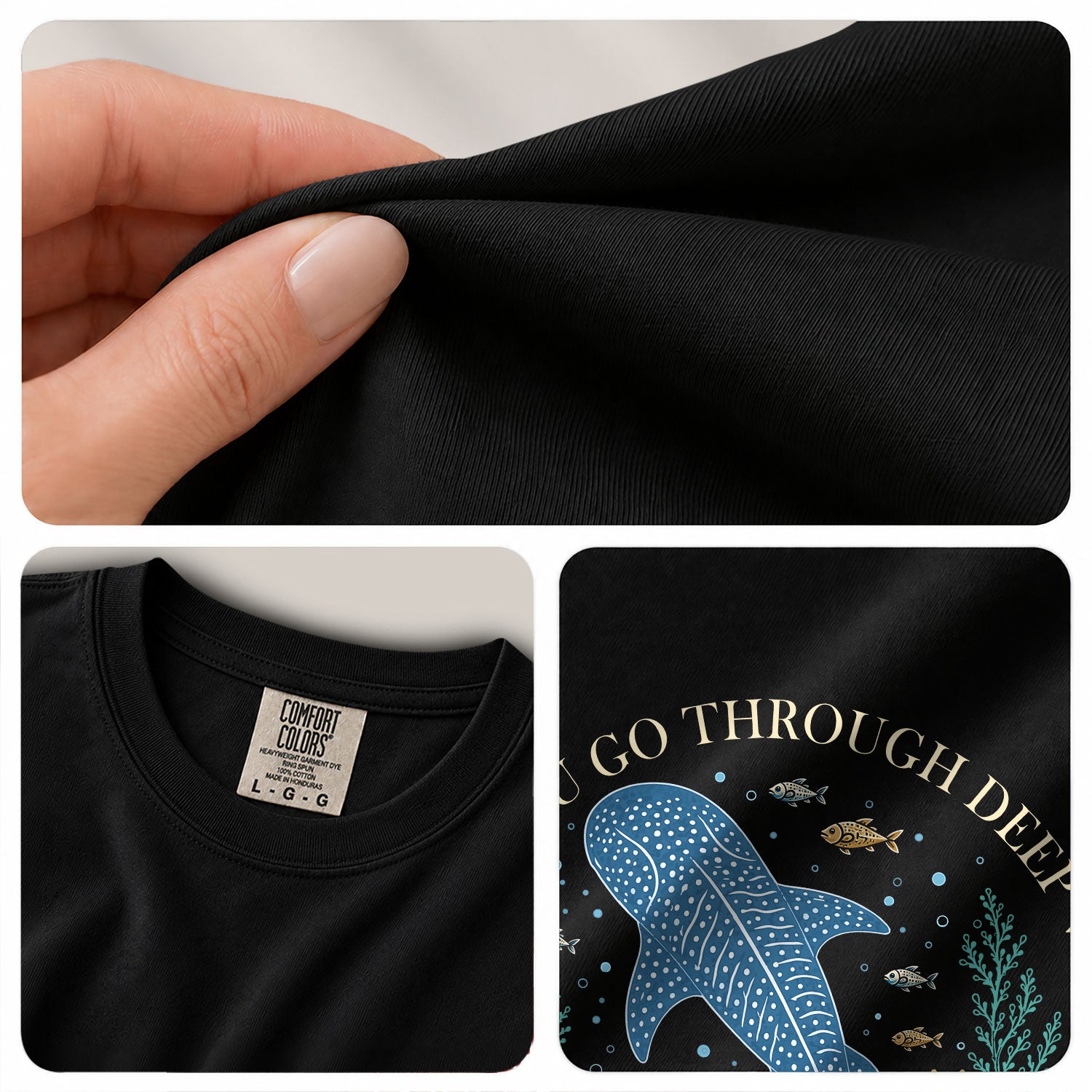 When You Go Through Deep Waters T-Shirt Women Christian Isaiah 43 2 Whale Shark Graphic