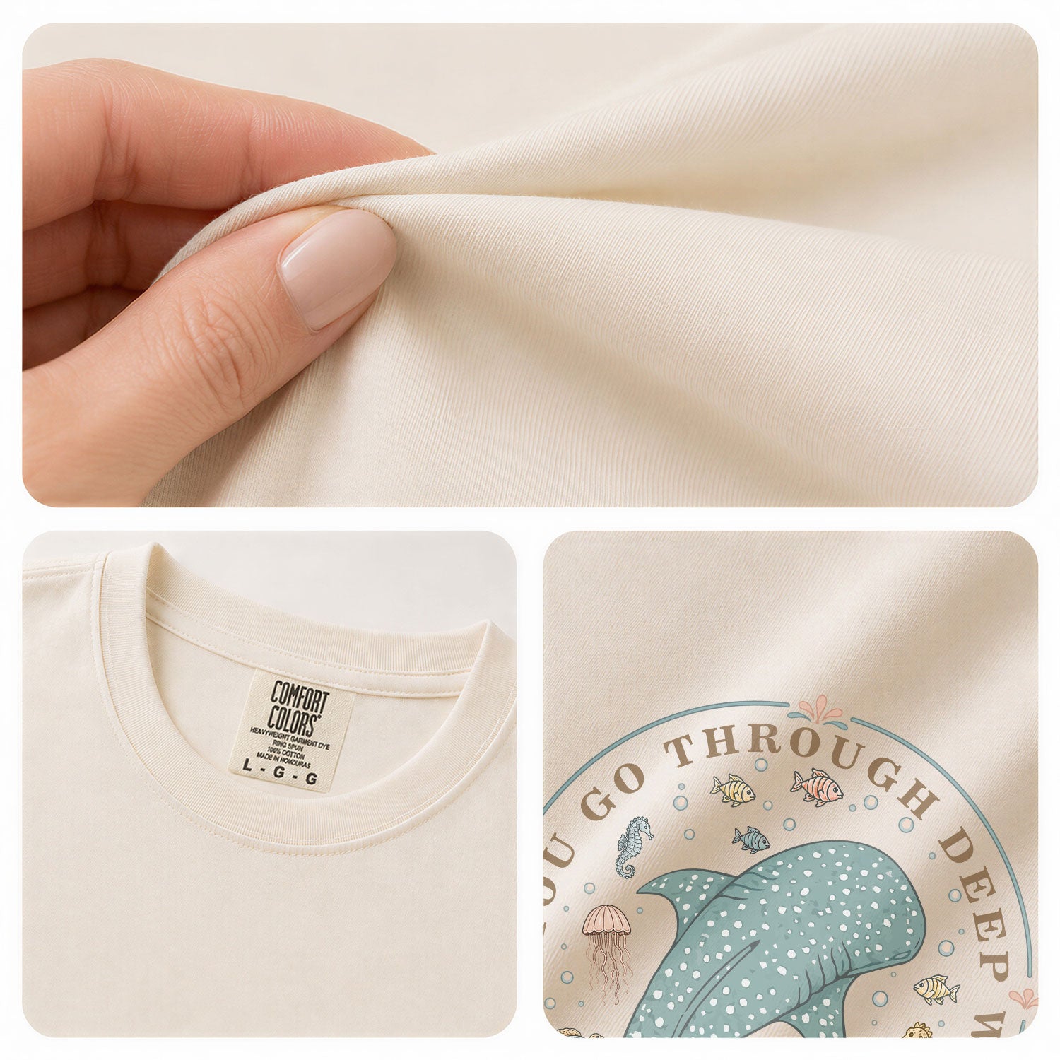 When You Go Through Deep Waters T-Shirt Women Coastal Whale Shark Isaiah 43 2 Christian