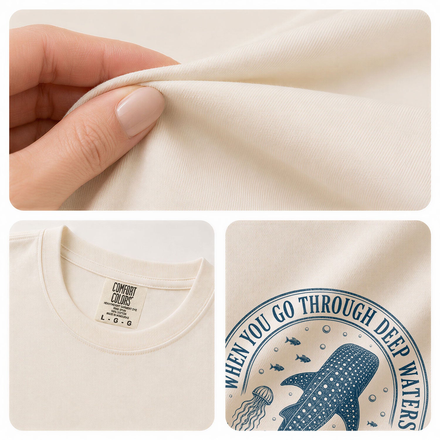 When You Go Through Deep Waters T-Shirt Isaiah 43 2 Whale Shark Christian Bible Verse