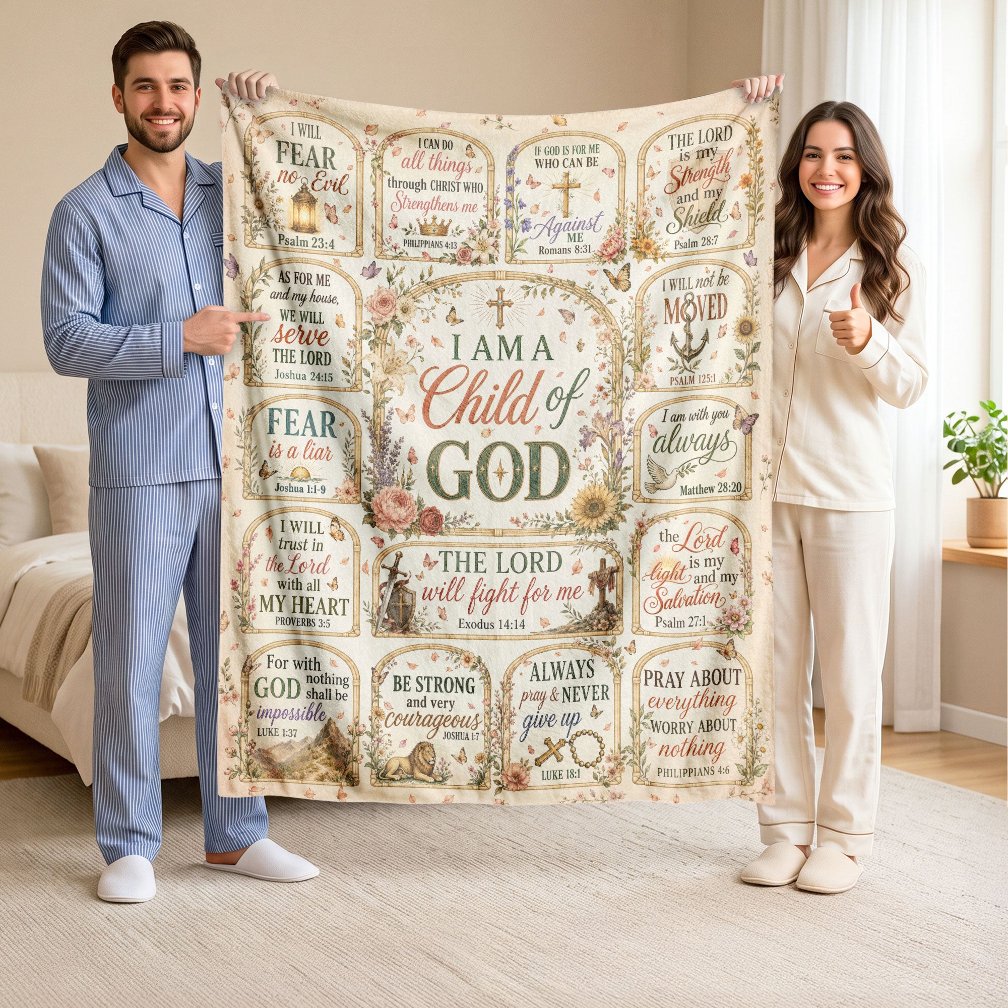 I Am A Child Of God Blanket Floral Christian Bible Verse Throw Cozy Religious Scripture