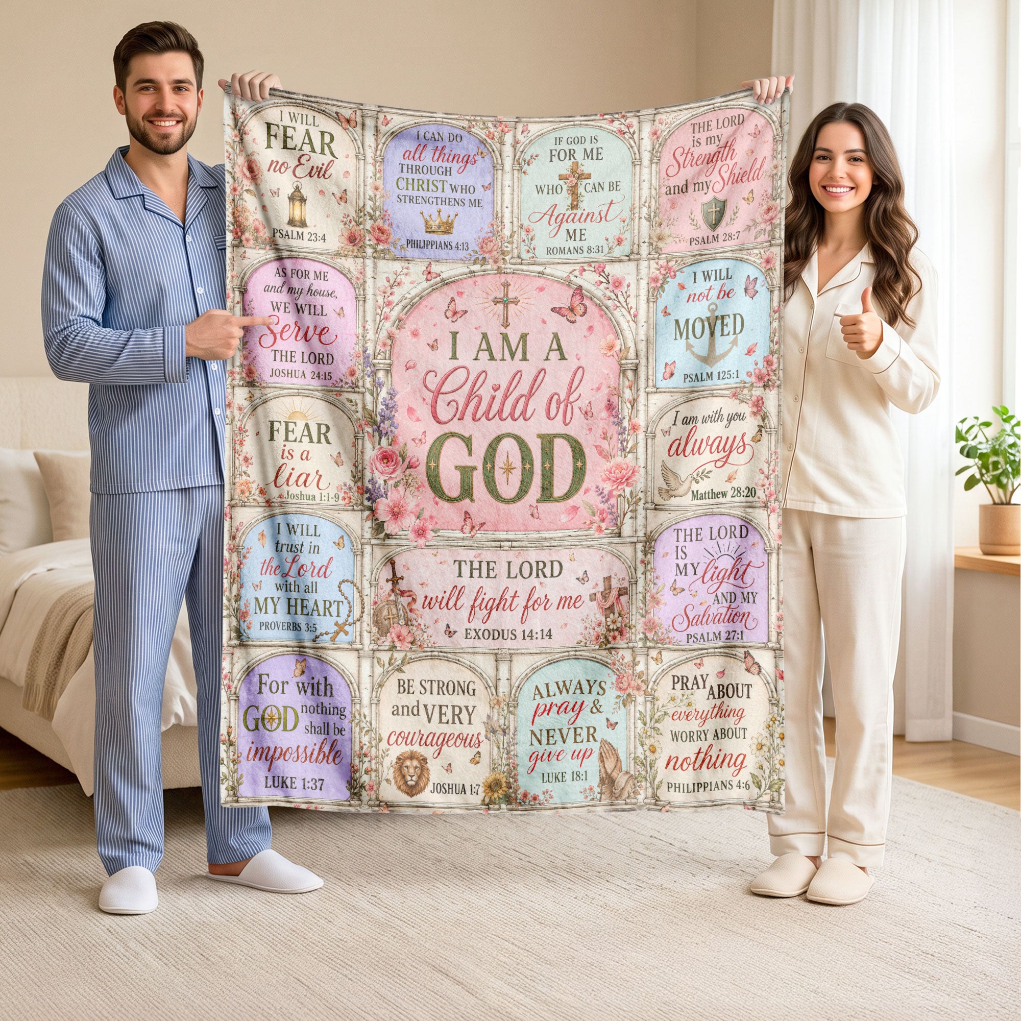 I Am A Child Of God Blanket Pink Bible Verse Throw Cozy Christian Scripture Faith Gift