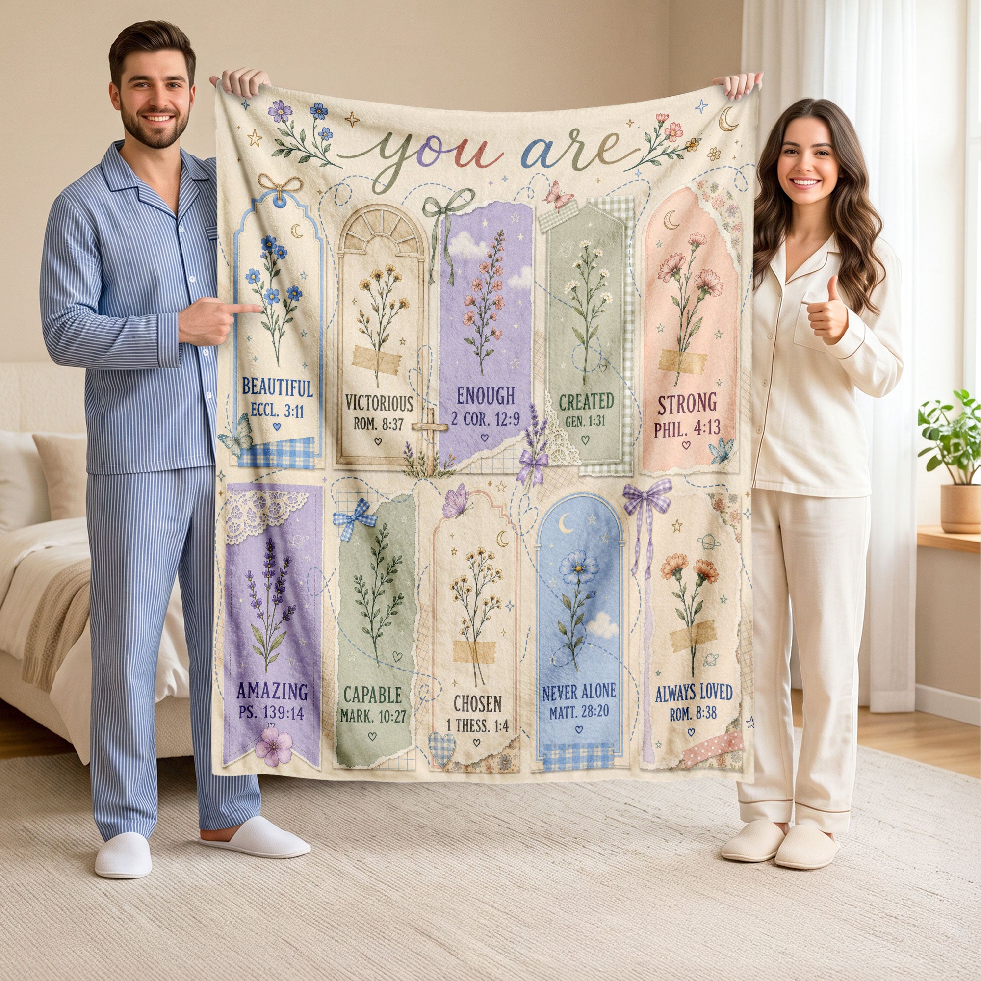 Bible Verse Blanket You Are Christian Affirmations Floral Throw Blanket Scripture Gift