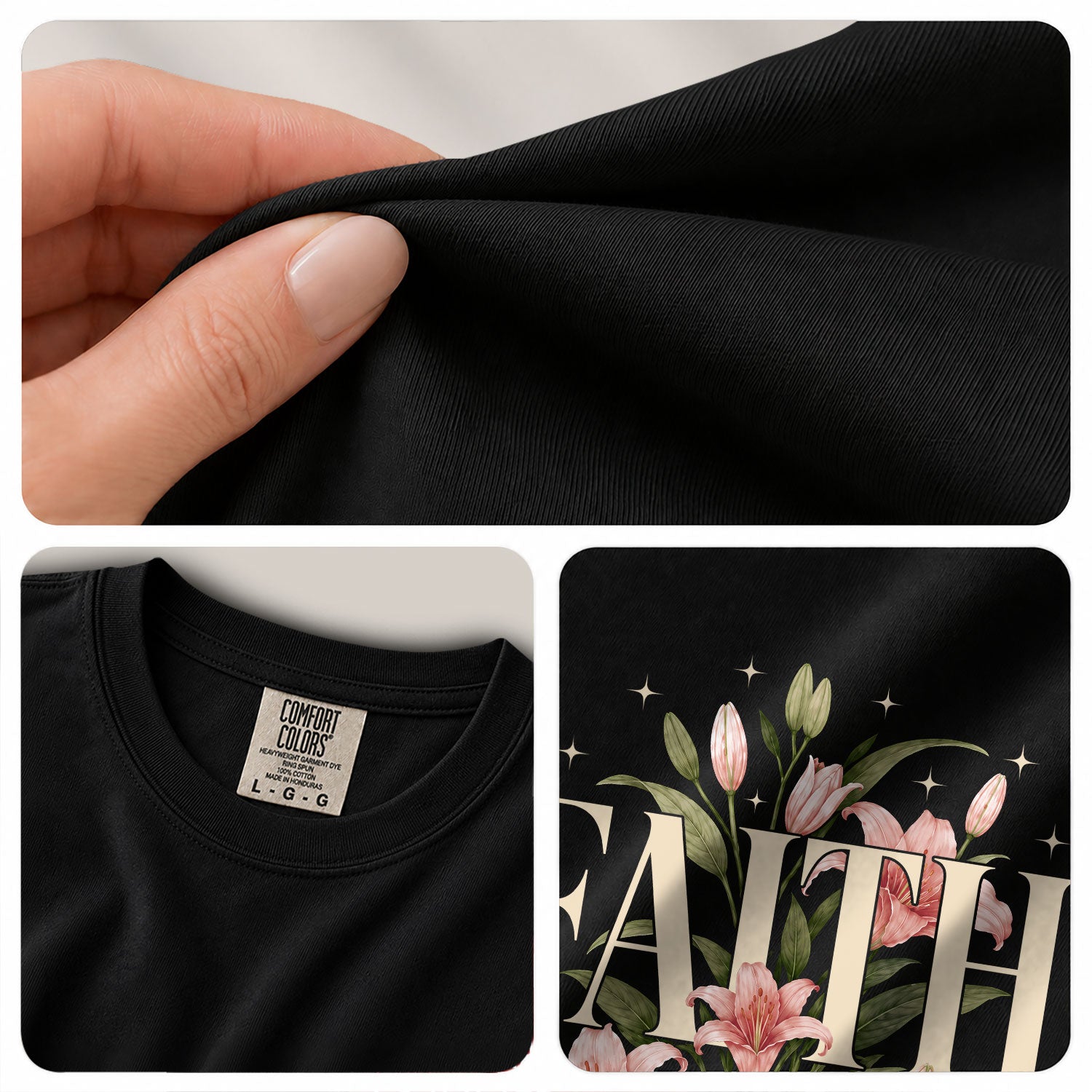 Faith Over Fear Psalms Scripture Lily Floral Blue Christian Tee For Women Apparel