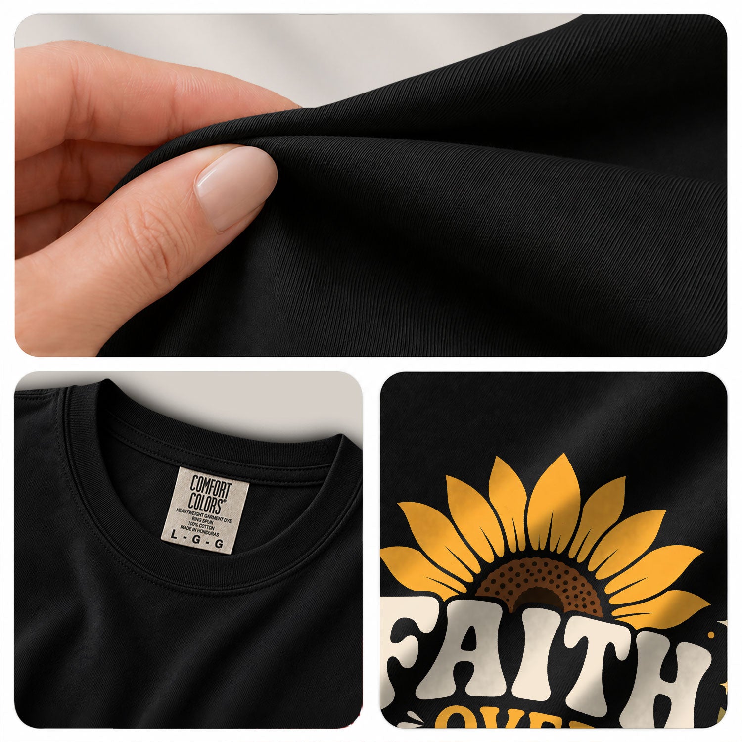 Faith Over Fear Sunflower Psalms Scripture Cute Blue Christian Tee For Women Apparel