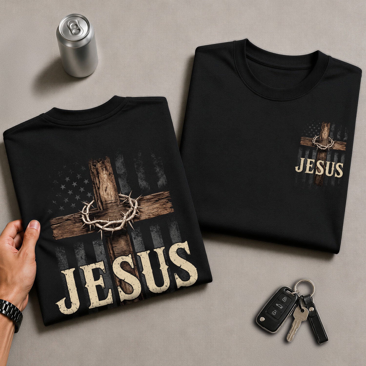 Jesus The Way The Truth The Life Men T-Shirt John 14 6 Wooden Cross Christian Graphic Tee