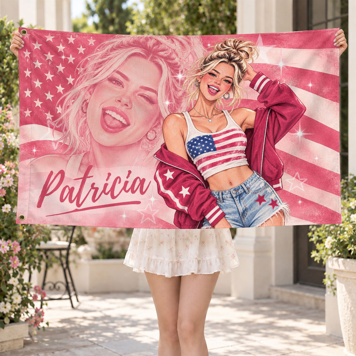 Custom Photo Flag Personalized Picture Banner Script Name Stars Art Aesthetic Decor