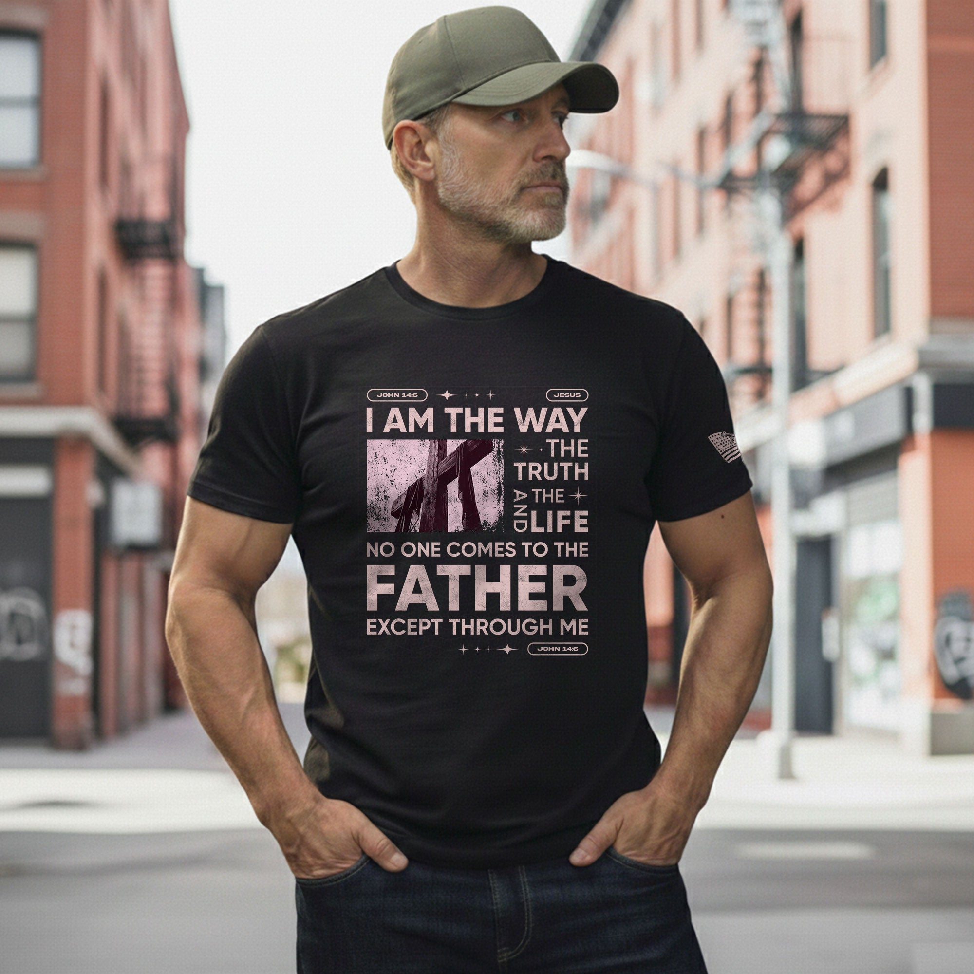 The Way, Truth and Life Cross, Christian Shirts for Men - Christian Tee Shirts - Rust Field Wear