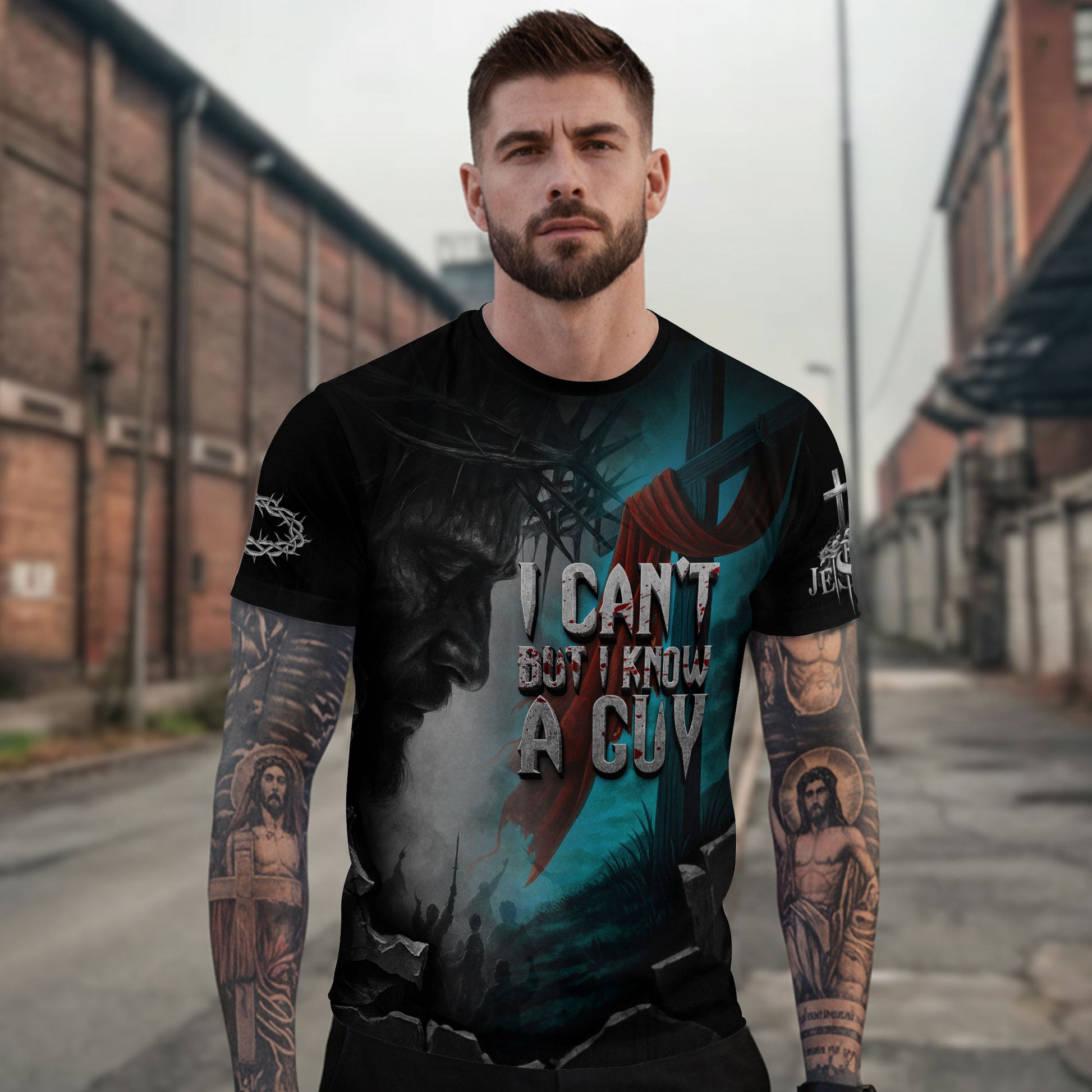 Christian Tee Shirts for Men, RustField Co - Jesus Crucifixion, Freedom Shirts - Rust Field Wear