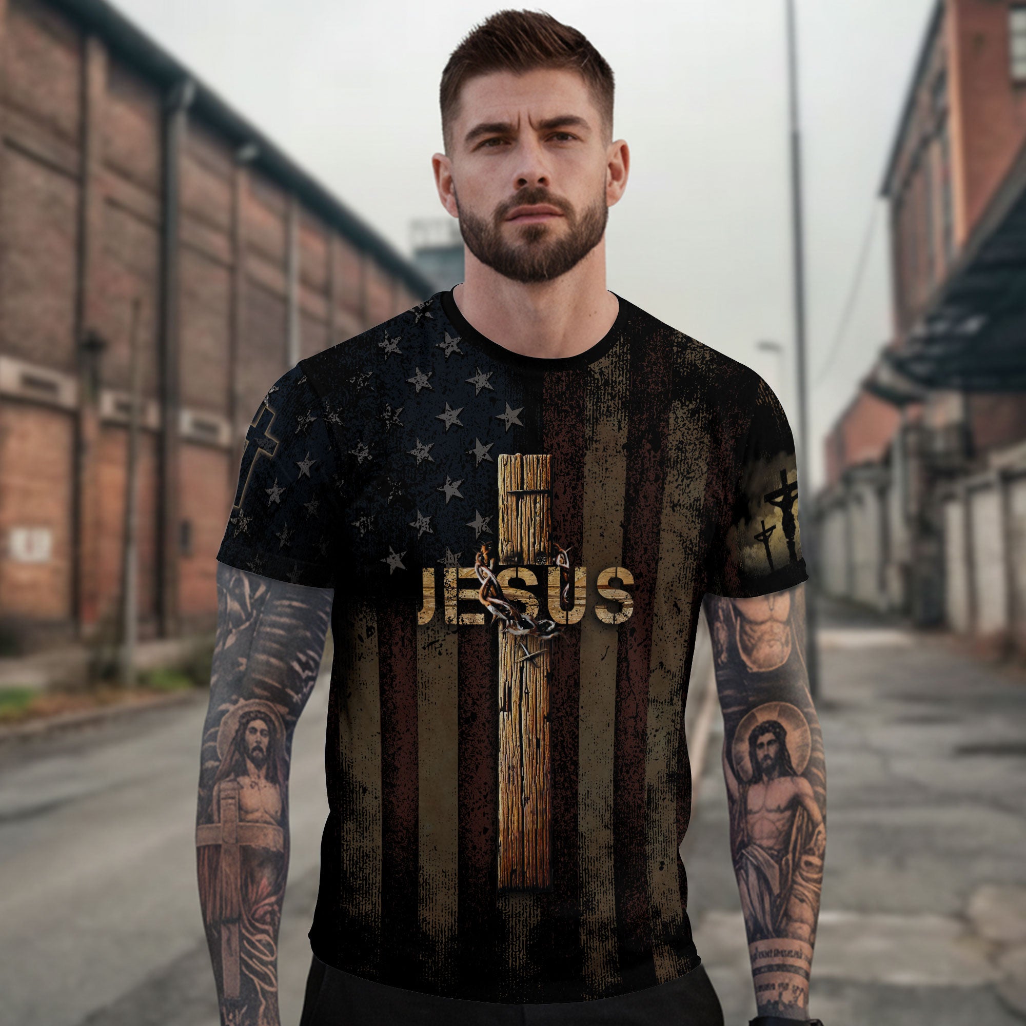 Only JESUS Saves American Faith, Freedom Shirts - Christian Tee Shirts for Men, RustField Co - Rust Field Wear