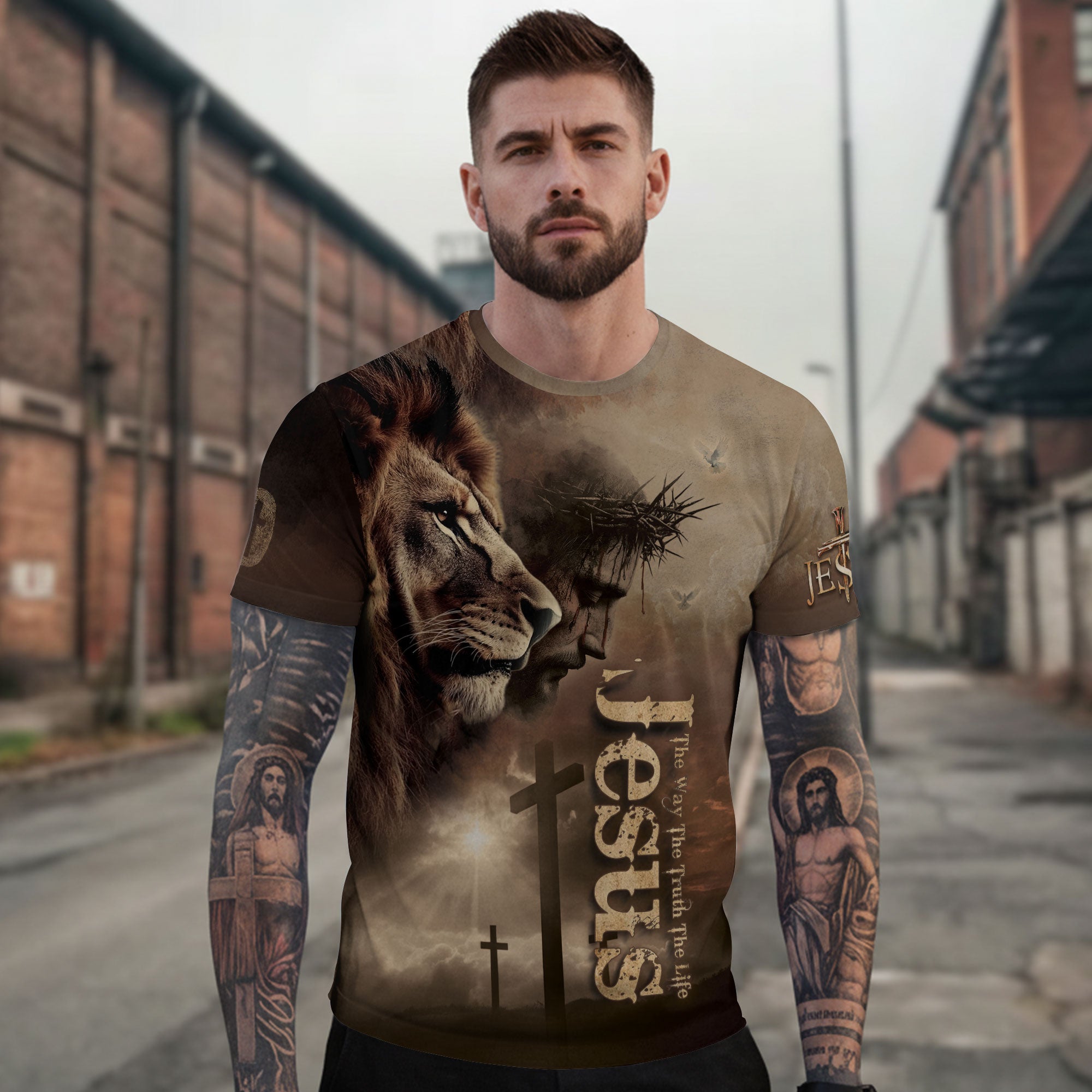 Freedom Shirts for Men, Jesus The Way The Truth The Life Faith Driven Lion - Christian Tee Shirts, RustField Co - Rust Field Wear