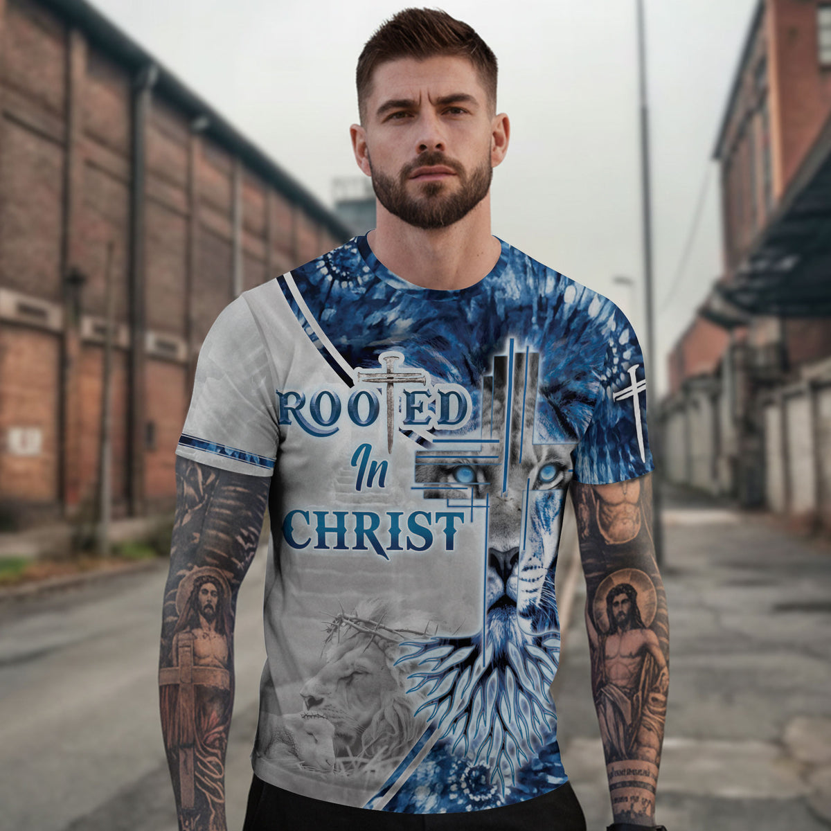 Eyed Lion Rooted In Christ Colossians 2 7, Freedom Shirts - Christian Tee Shirts for Men, RustField Co - Rust Field Wear