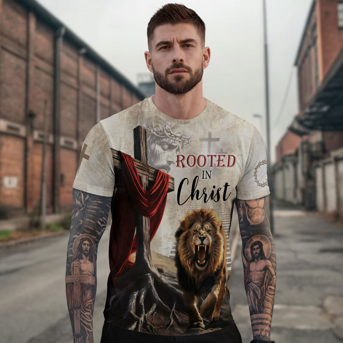 Freedom Shirts - Be As A Lion Rooted In Christ Proverbs 28 1, Christian Tee Shirts for Men, RustField Co - Rust Field Wear