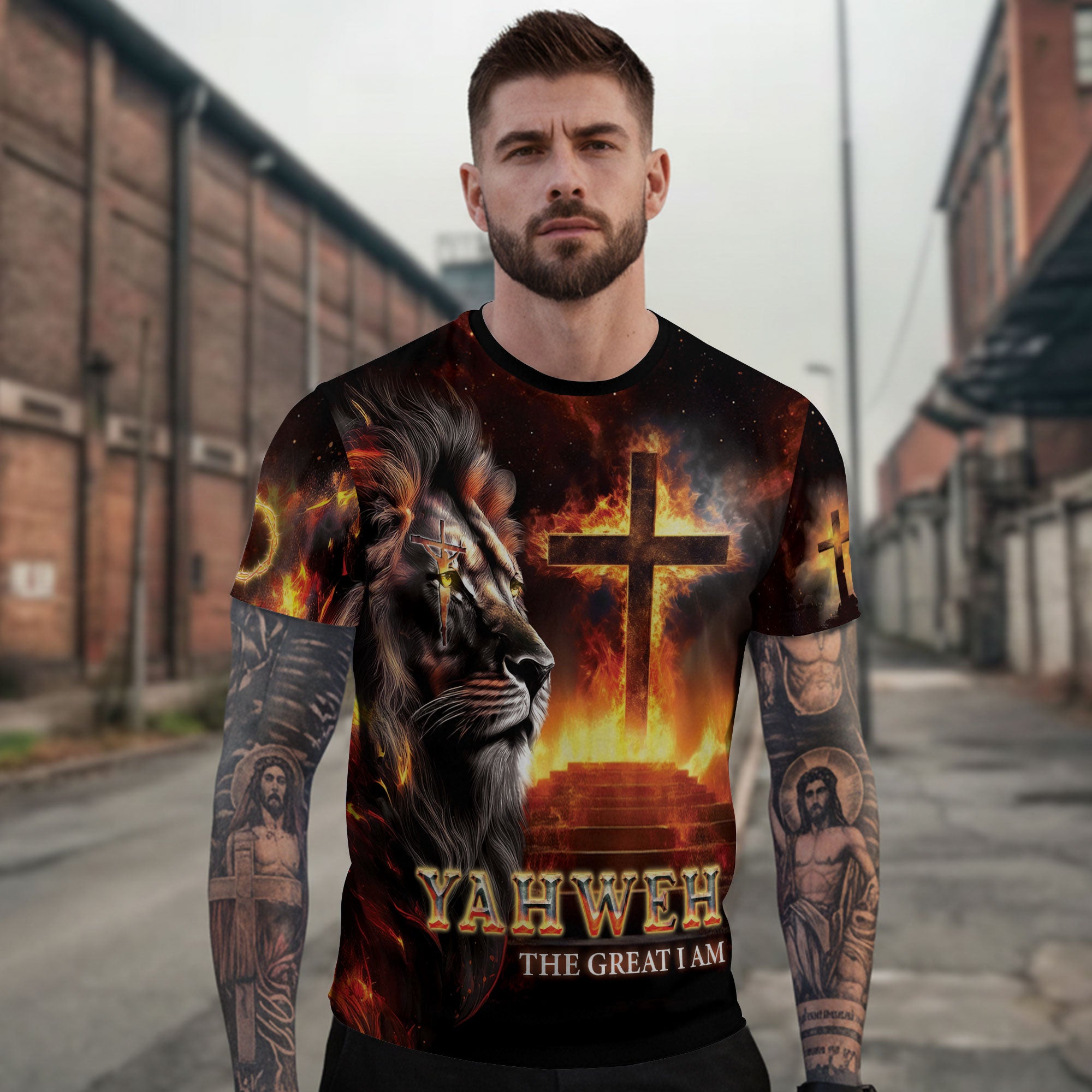 RustField Co Freedom Shirts - Yahweh Flame of Majesty, Christian Tee Shirts for Men - Rust Field Wear