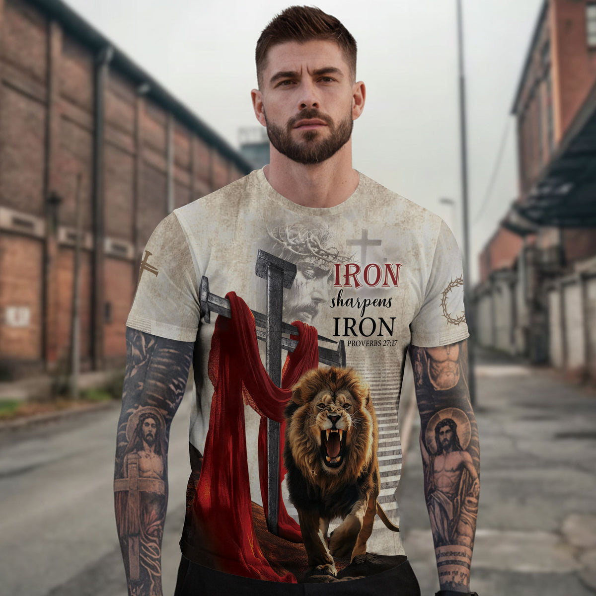 Iron Sharpens Iron Proverbs 27 17 Roaring Lion, Freedom Shirts - Christian Tee Shirts for Men, RustField Co - Rust Field Wear